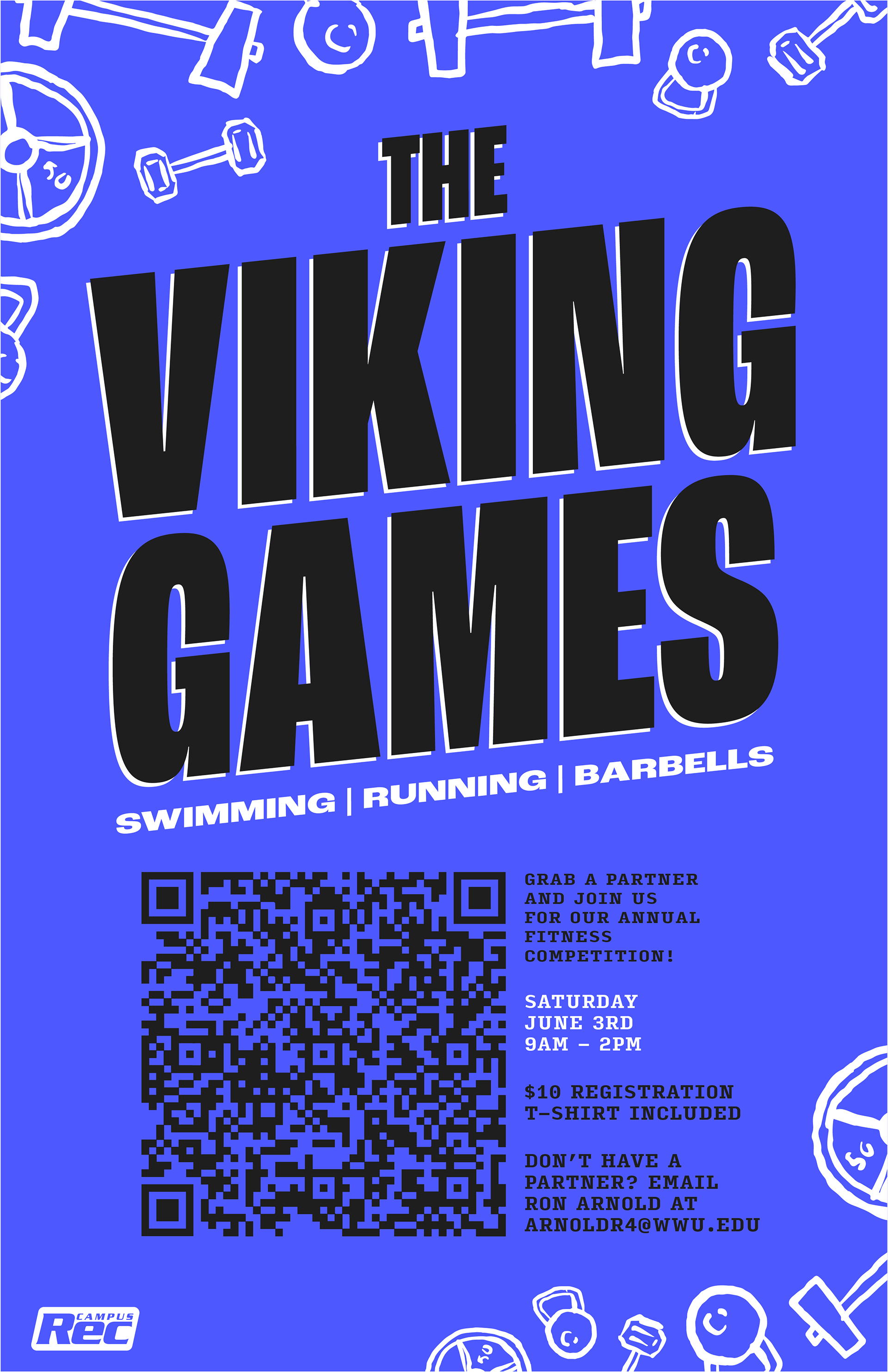 11x17in poster for an annual competitive fitness competition hosted by the Rec Center.