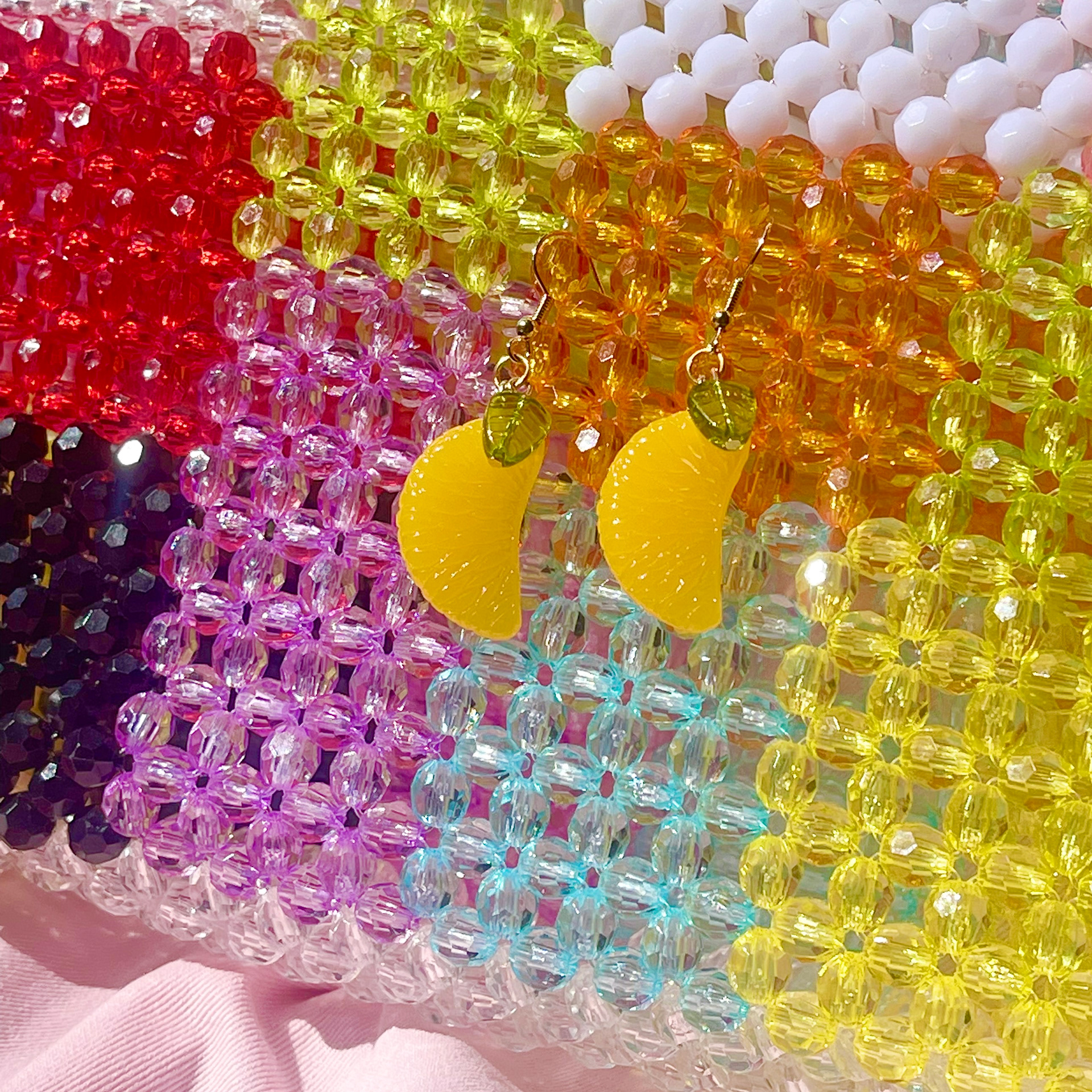 Orange slice earrings, available in silver hardware Upton request. $12
