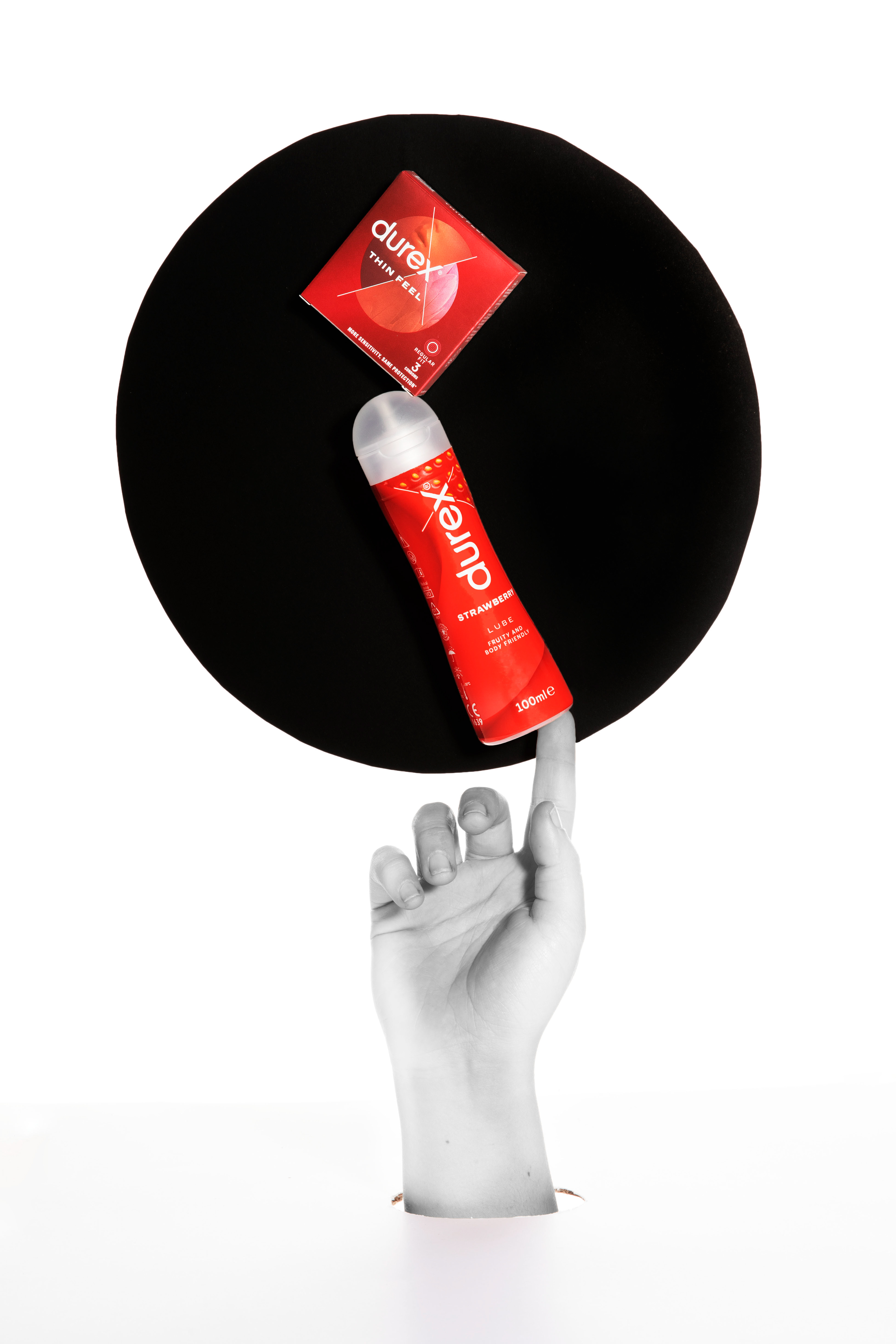 Durex, high-key stilll-life