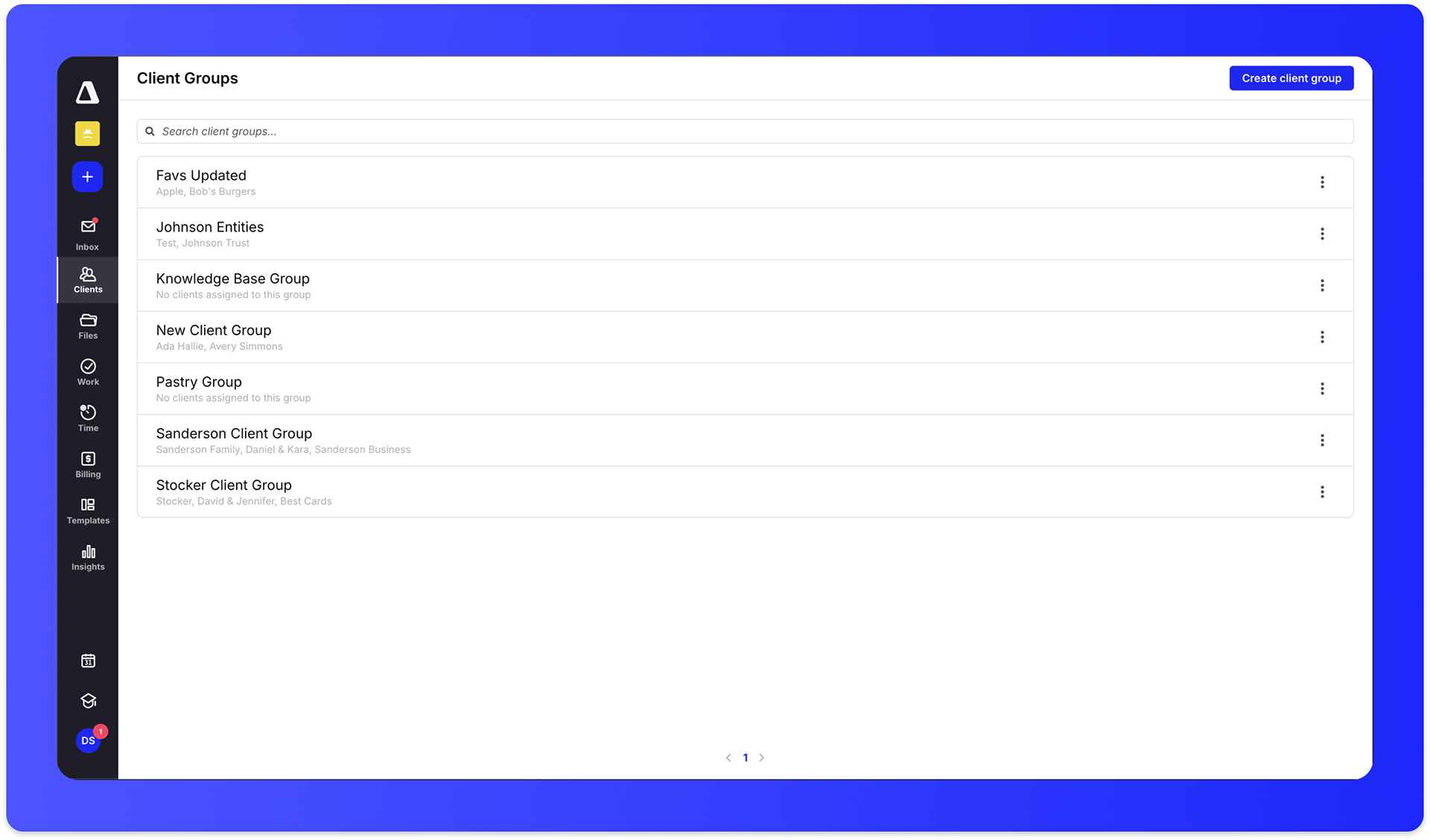 New functionality for client groups
