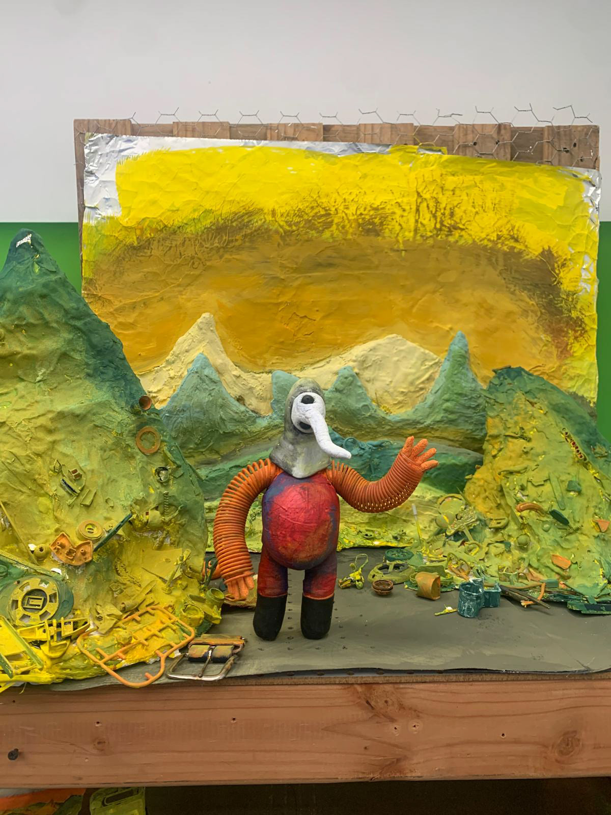 test shot of puppet in set