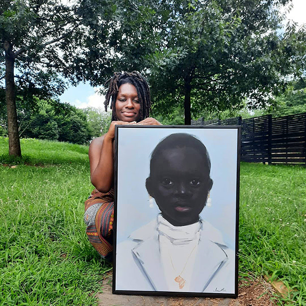 Purchase of digitally illustrated piece, “Mahogany” which was printed and framed for Art of Loan 2020.
