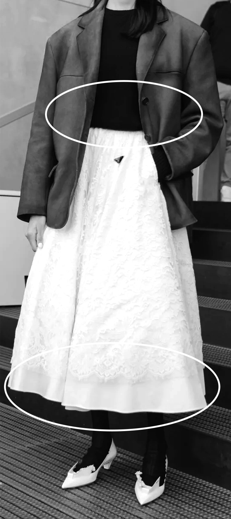 waist accent, Maxi skirt, oversized jacket