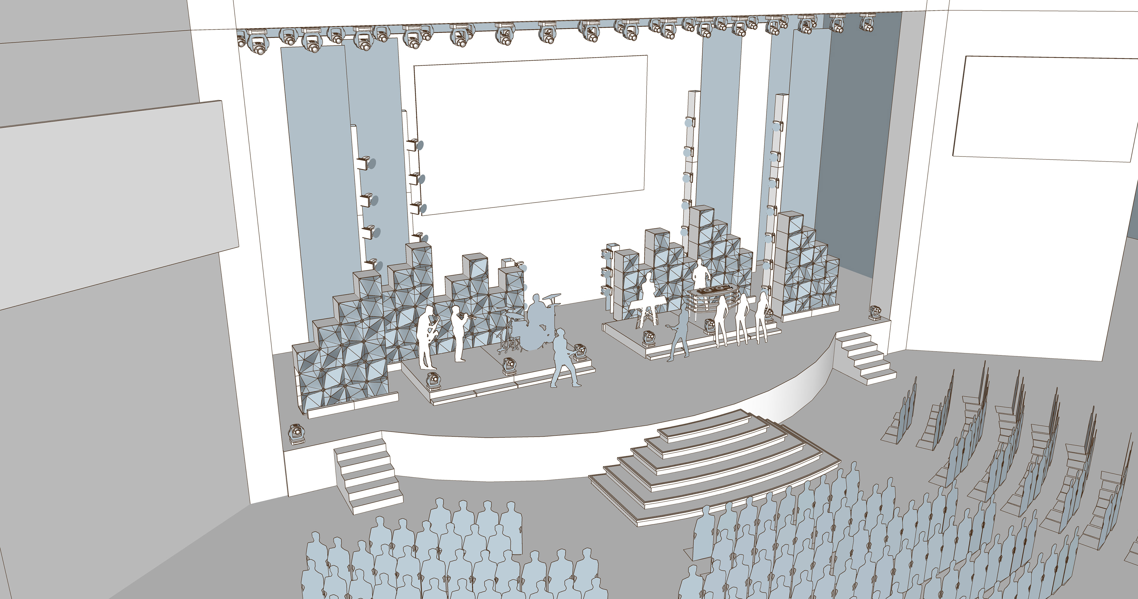 3D model of stage and custom steps