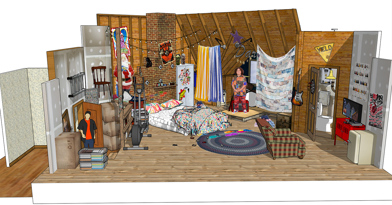 3D model of attic bedroom