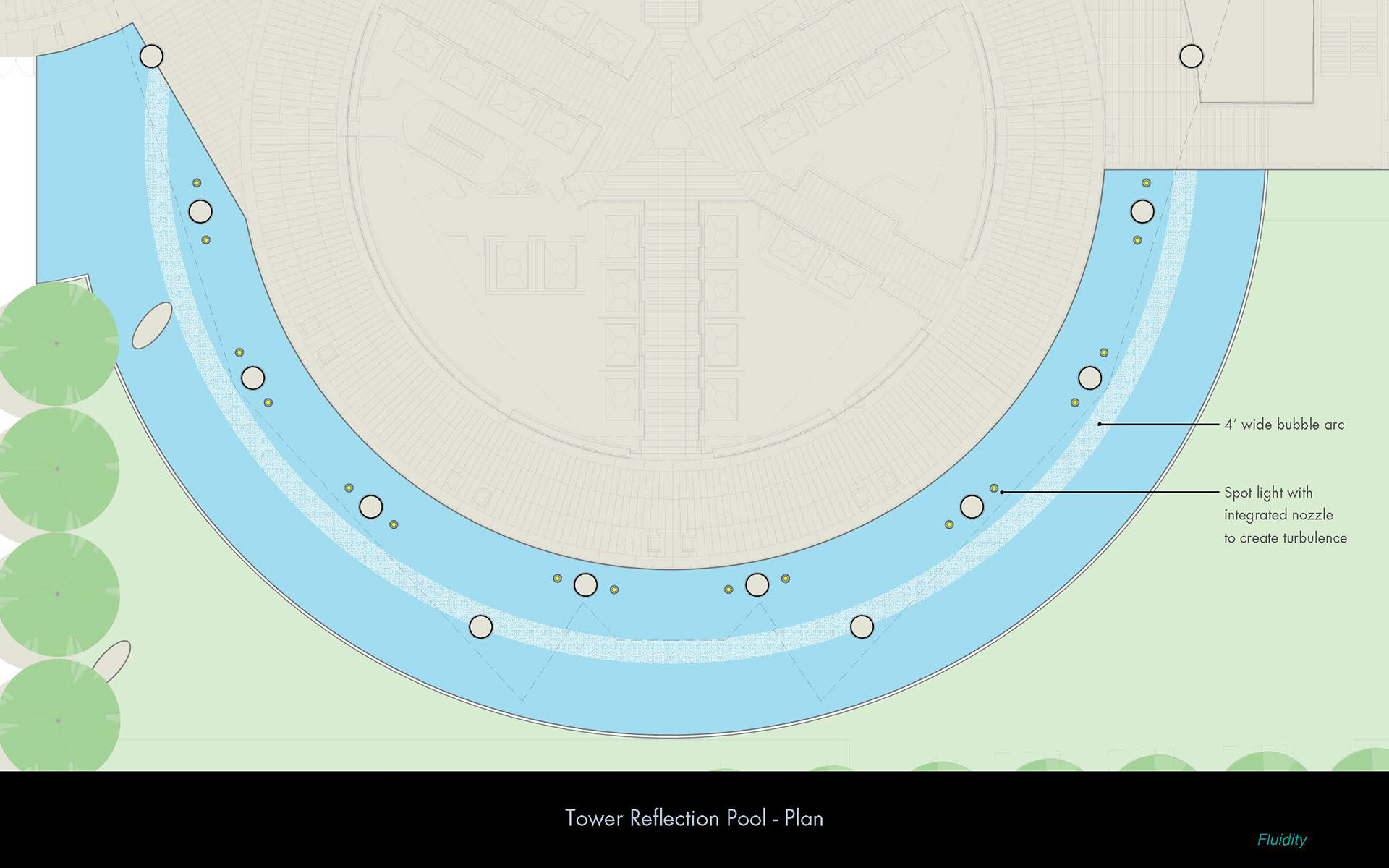 tower reflecting pool concept features