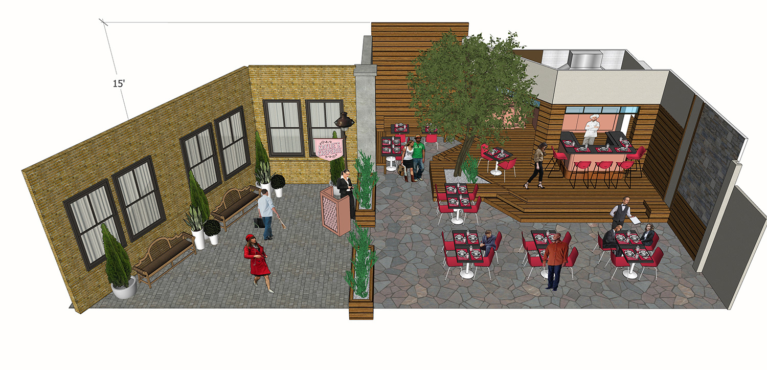 3D model of outdoor restaurant