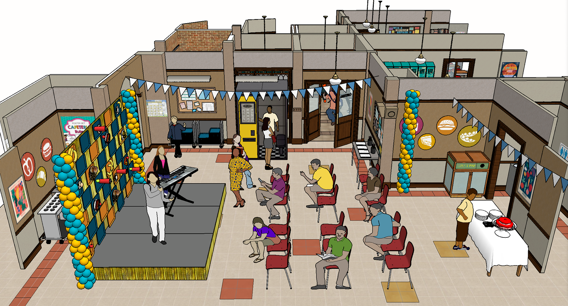 3D model of cafeteria