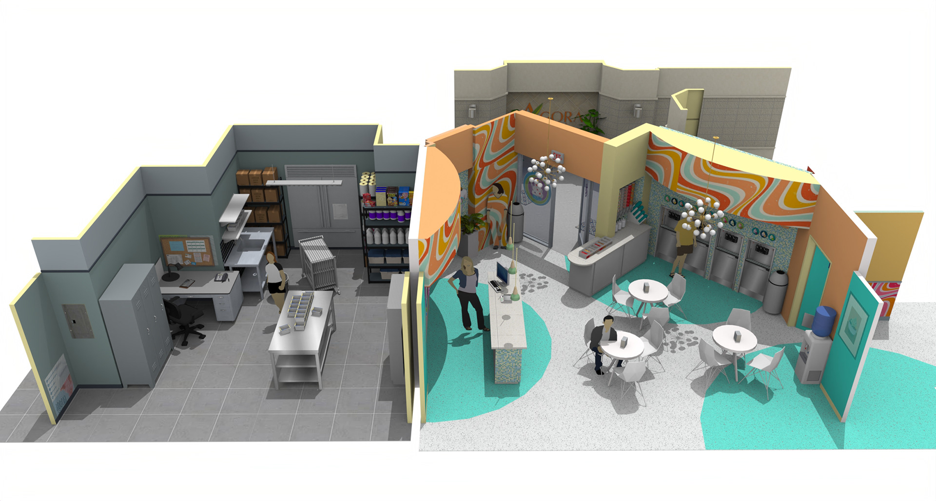 3D model of frozen yogurt store