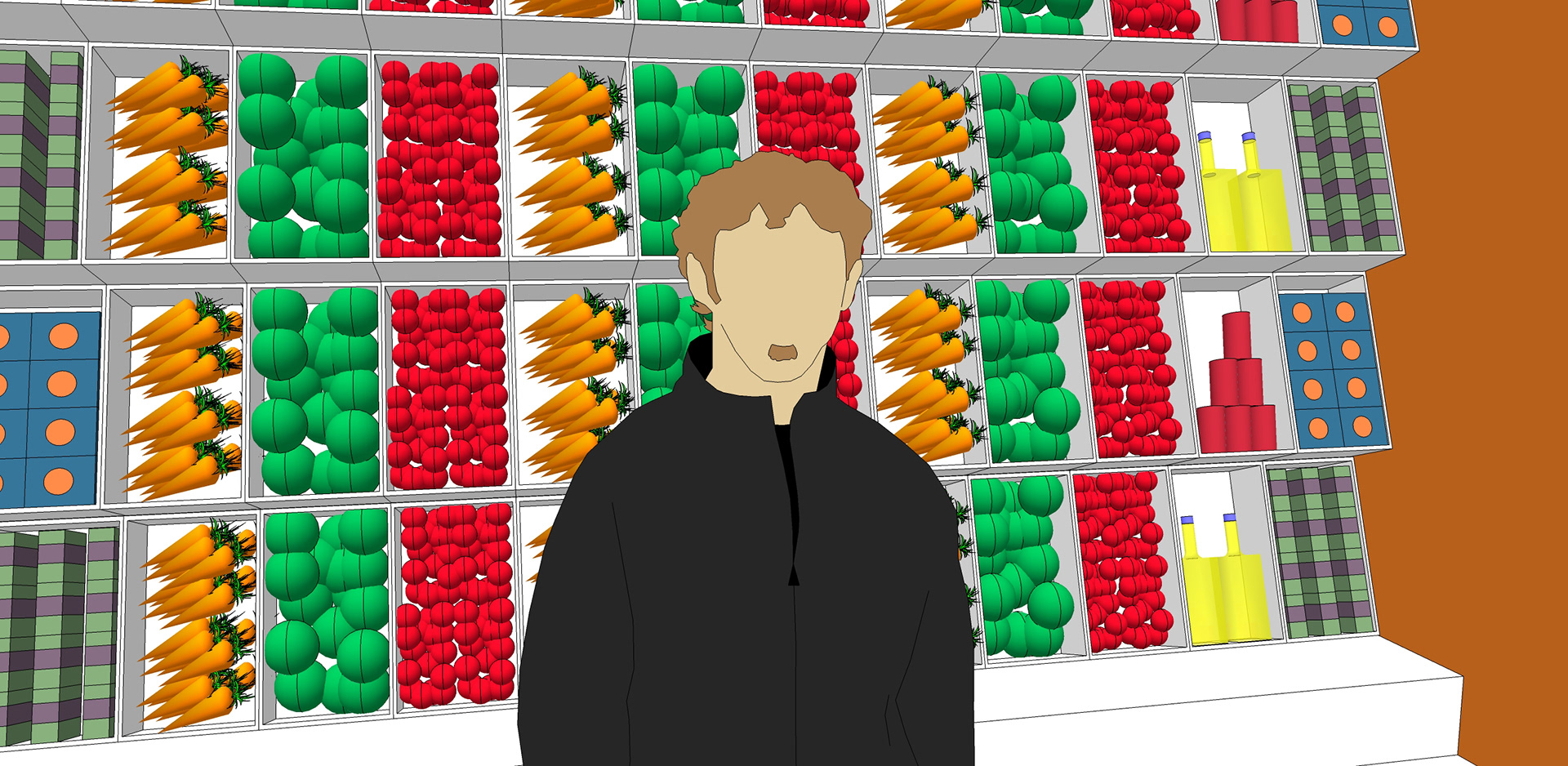 3D model of produce wall