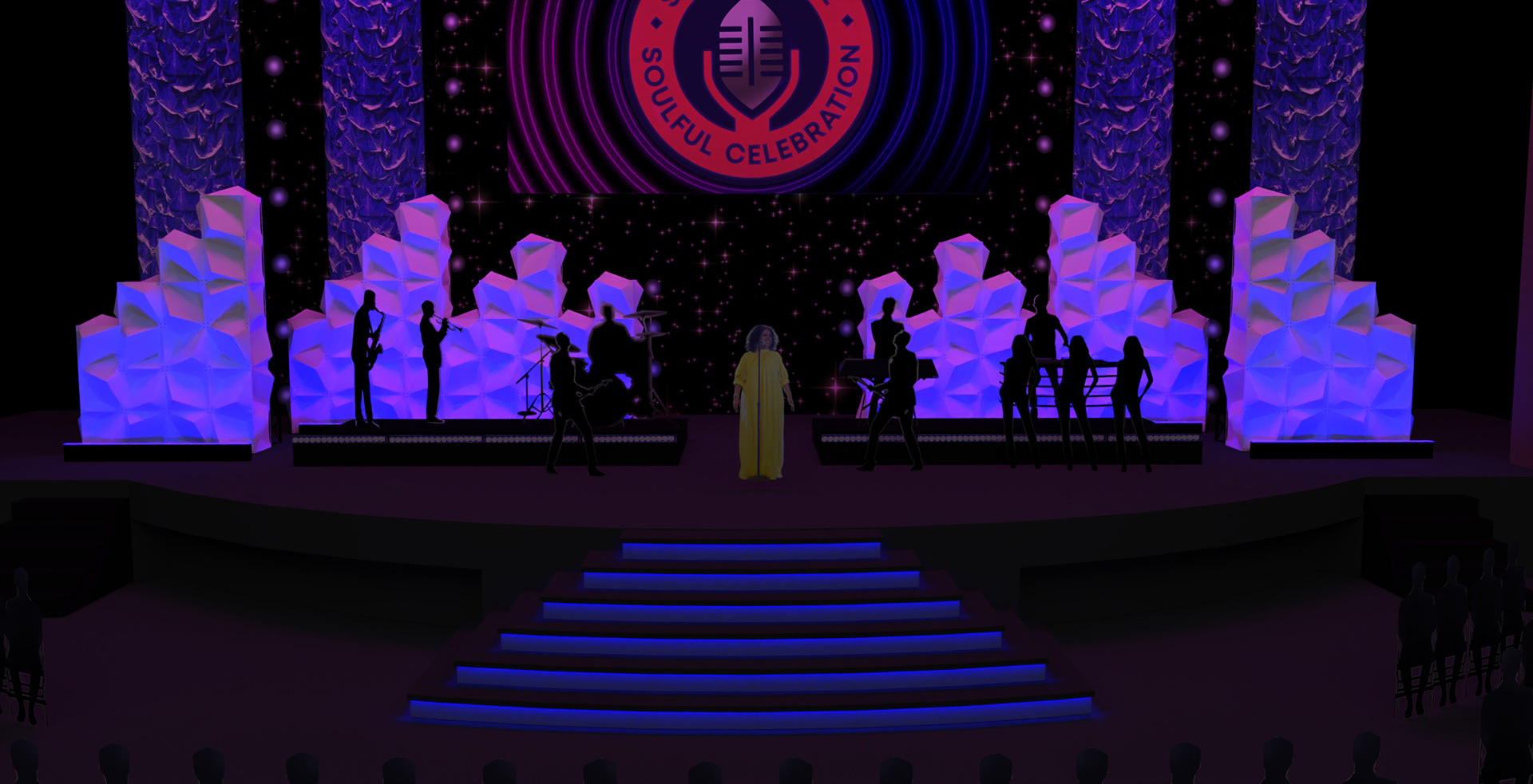 3D model of stage and custom steps