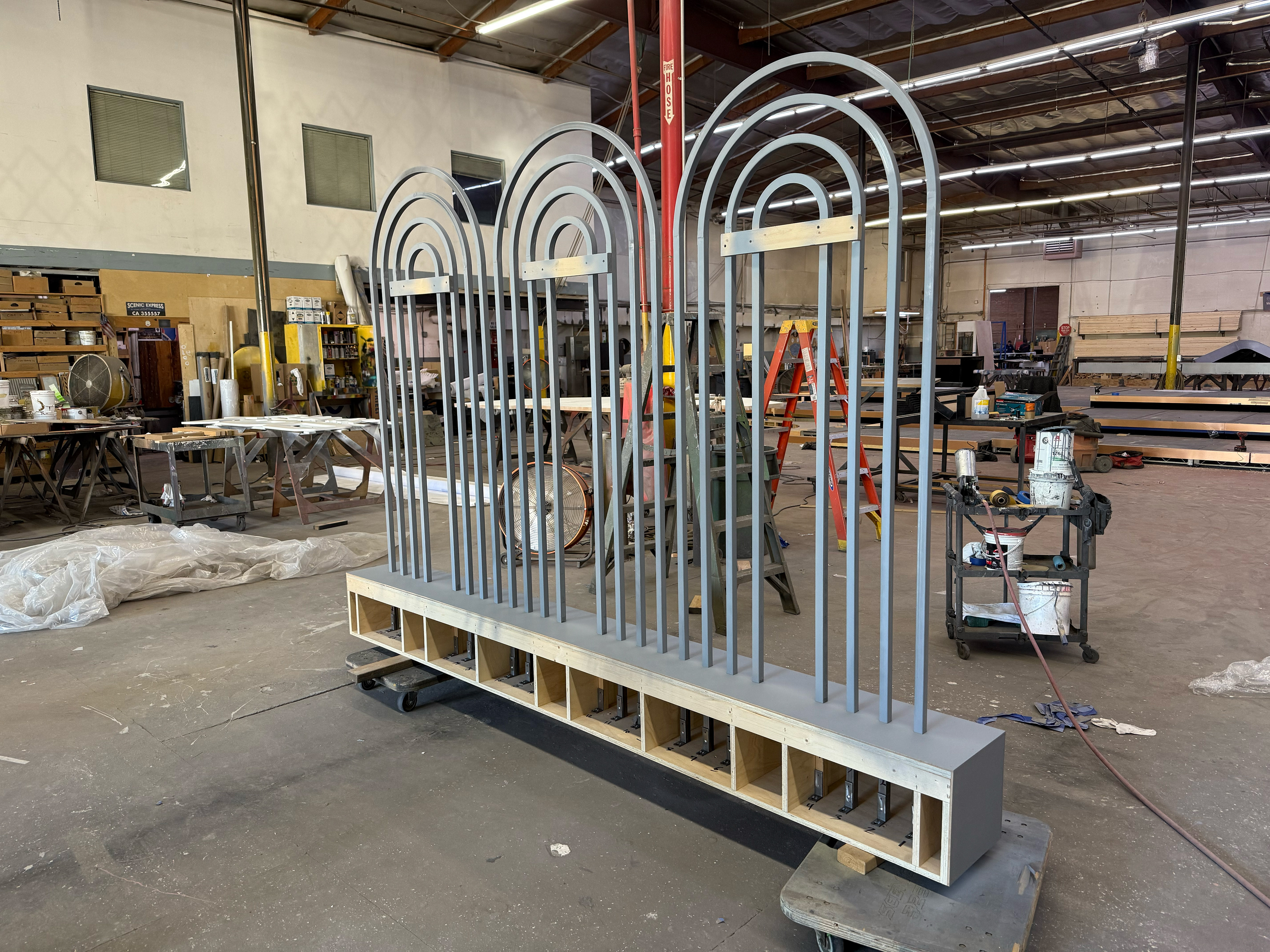 interview stage backing under construction