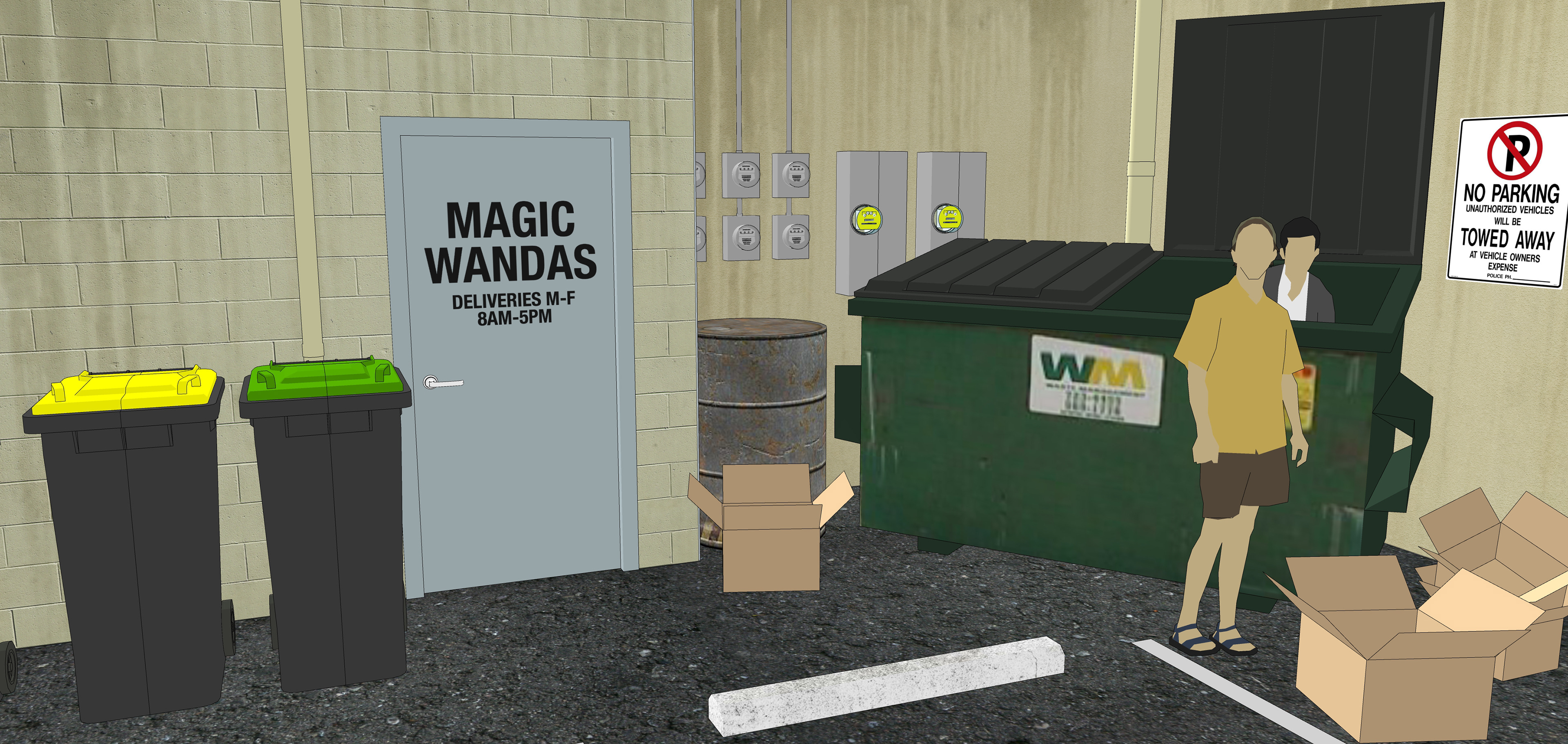 3D model of dumpster area