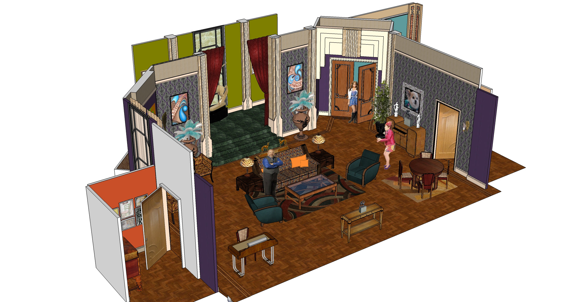 3D model of Art Deco apartment