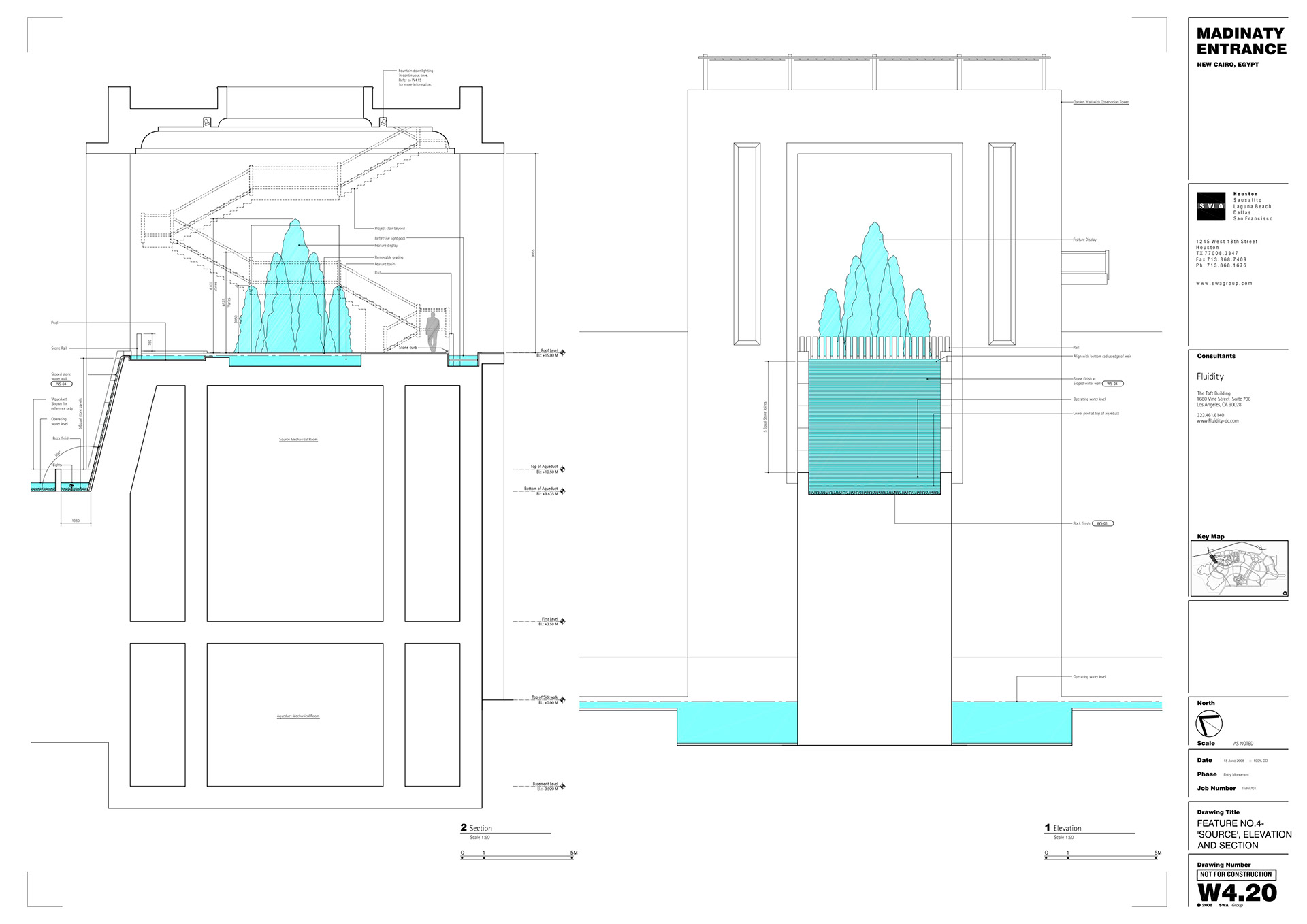source fountain section and elevation