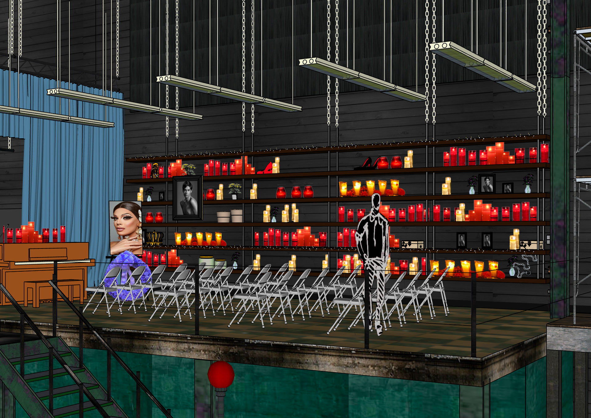 3D model of tribute wall