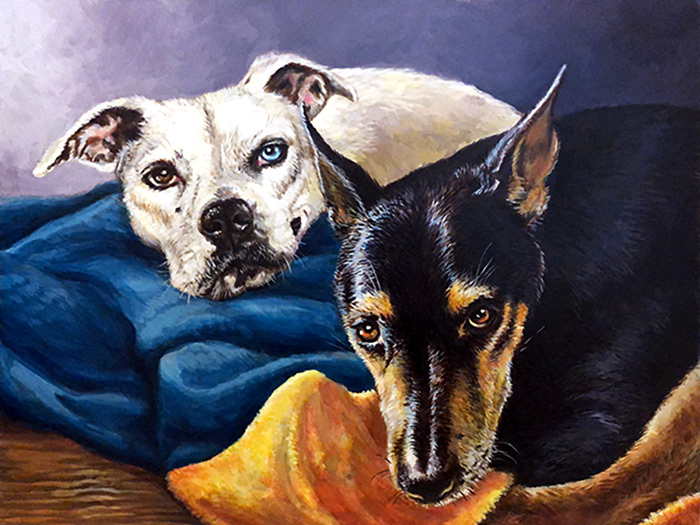 “Winter and Griffin”, 14x11in., acrylic on panel