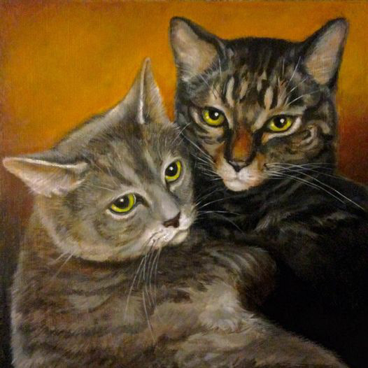 "Laurie's Cats", 9x9in., acrylic on panel