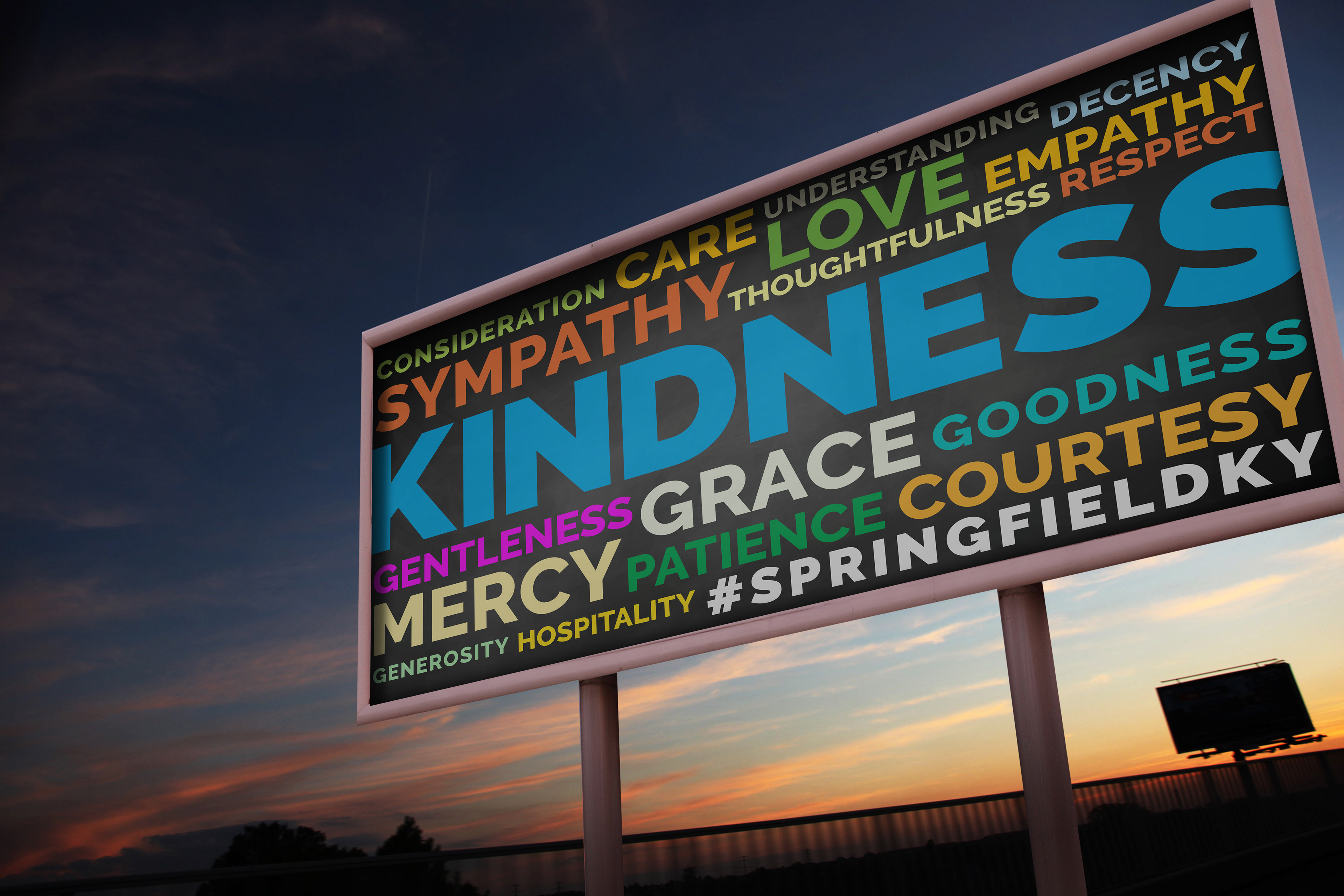 Kindness Sign for Springfield KY Tourism