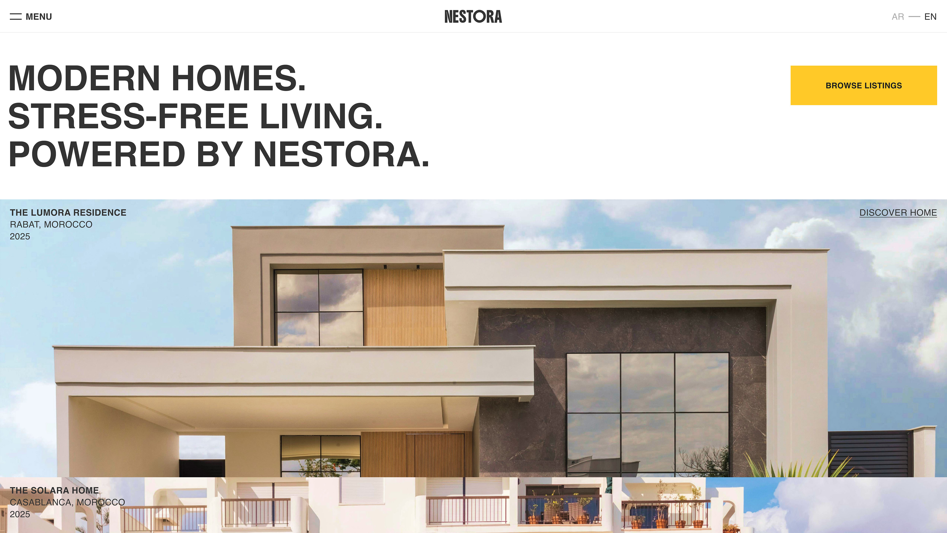 Nestora Real Estate hero section