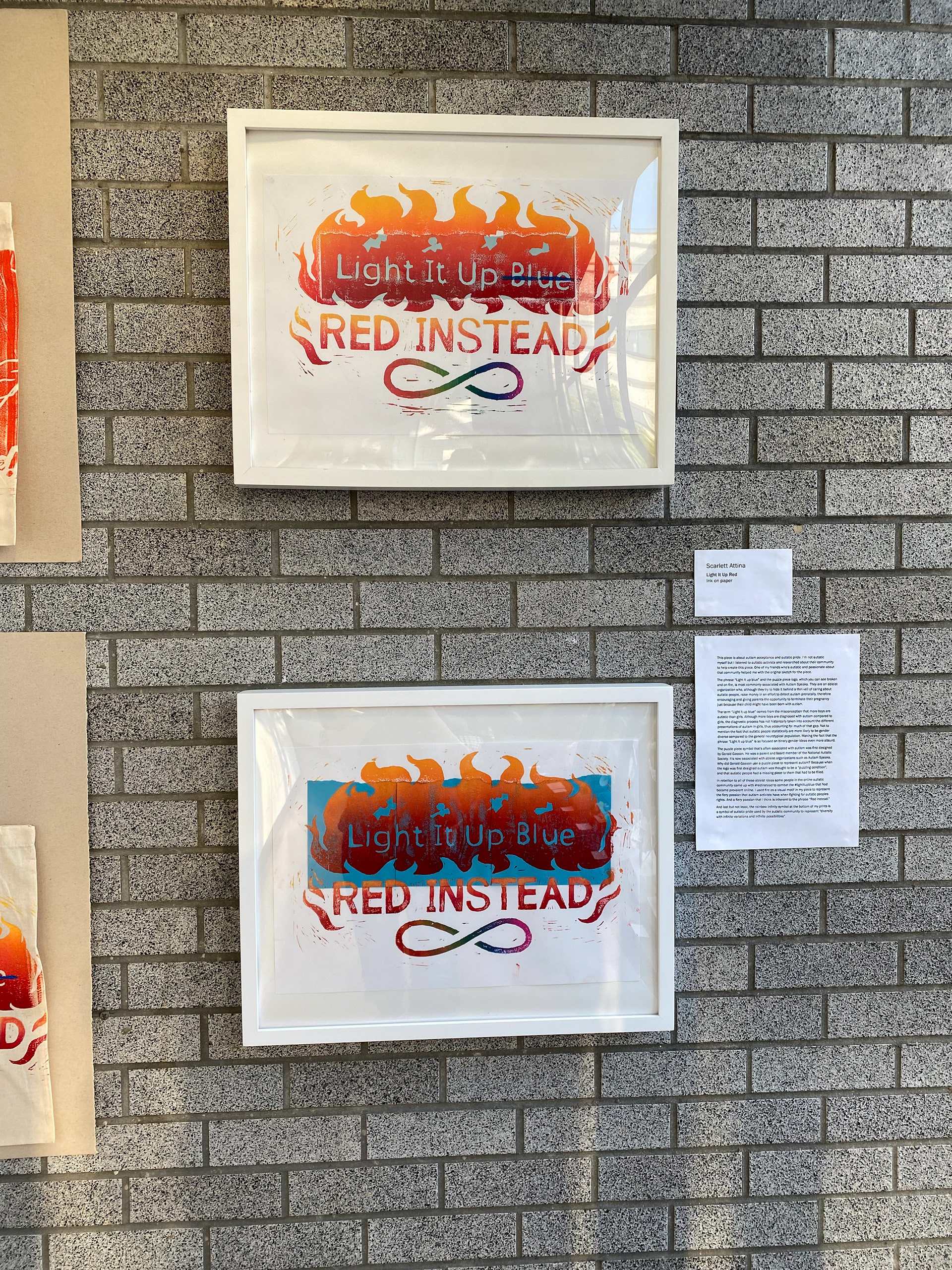 Light It Up Red is a protest print about autistic acceptance and pride.