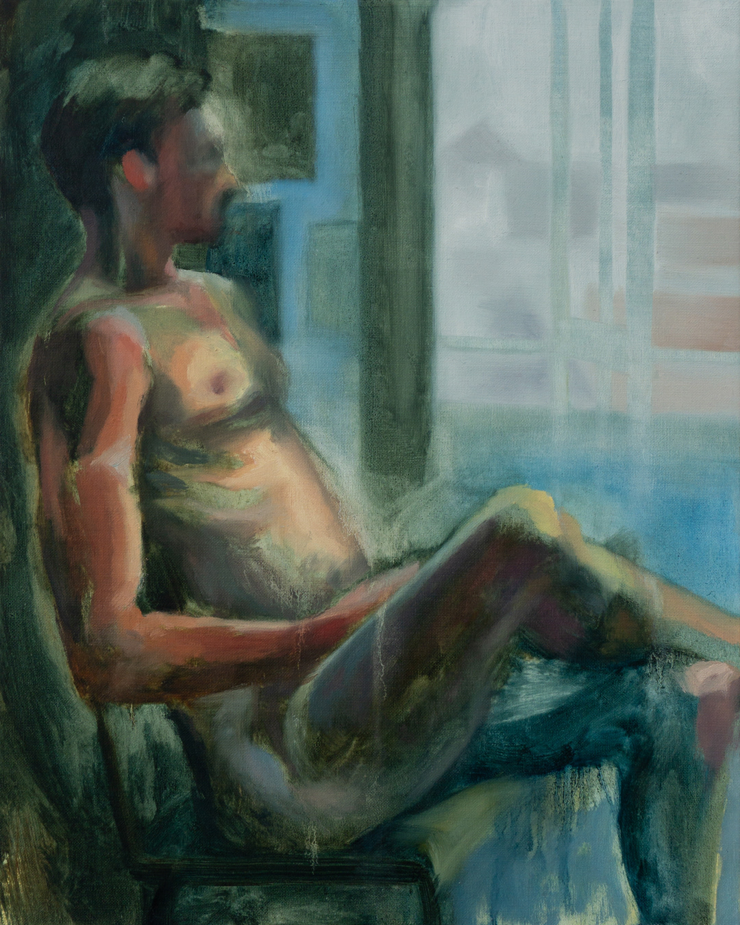 Man Sitting by the Window, 2024 - Oil on Linen (50 x 40cm) - Price: €240.00