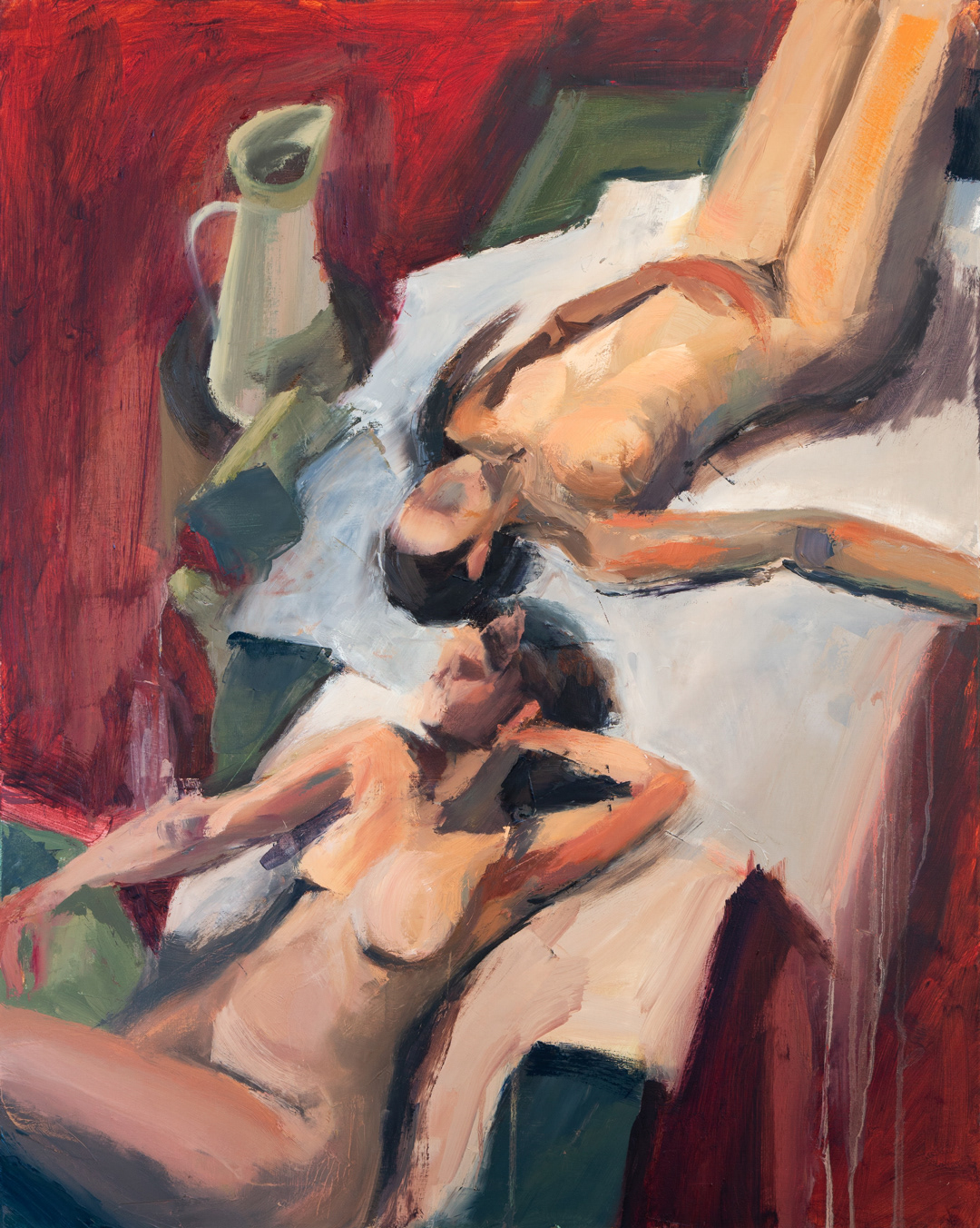 The Models Seen From The Mezzanine, 2025 - Oil on Cotton (100 x 80cm) - Price: €480.00