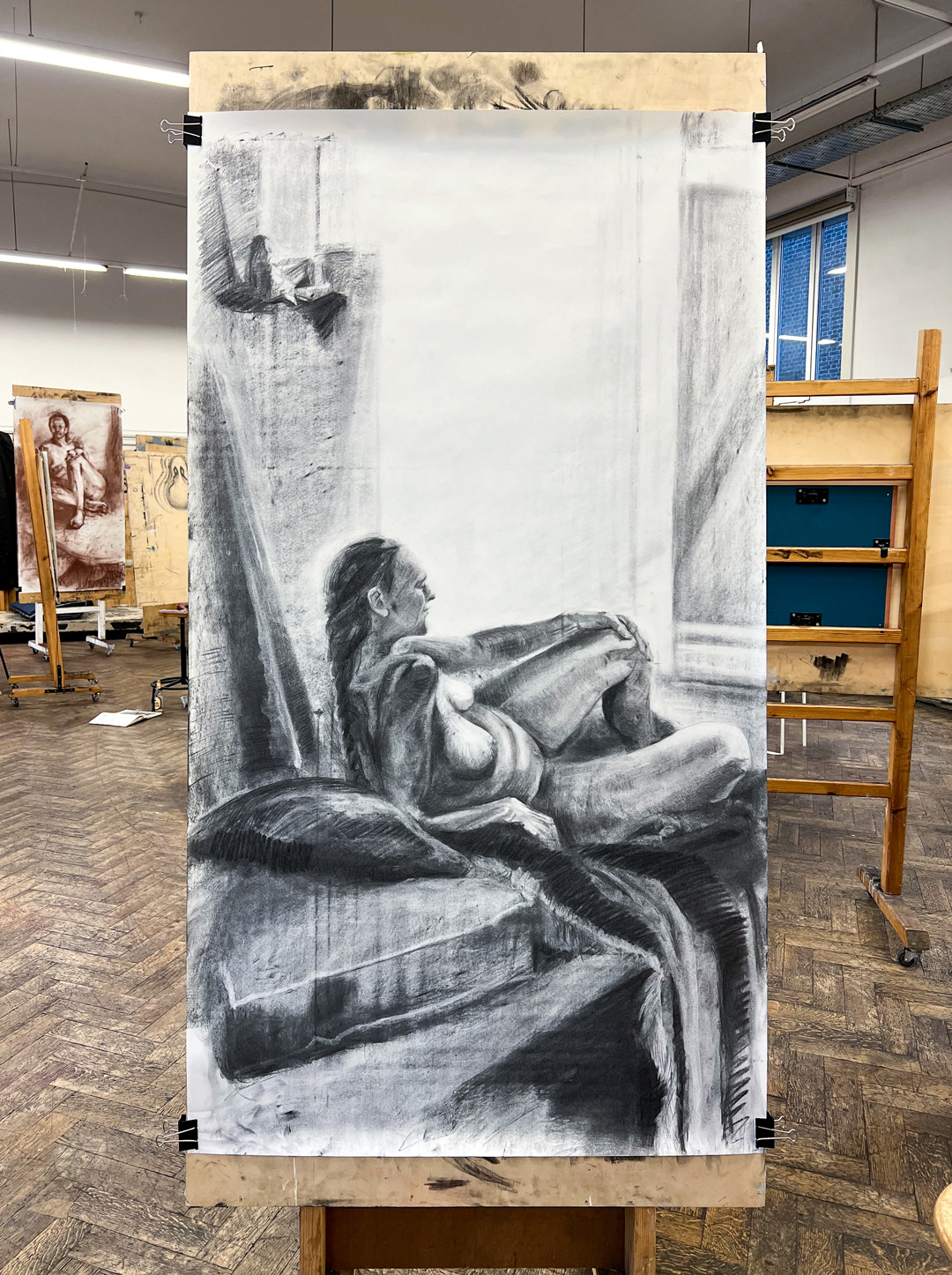 2024, Untitled model drawing, charcoal on paper - Giovana Tows