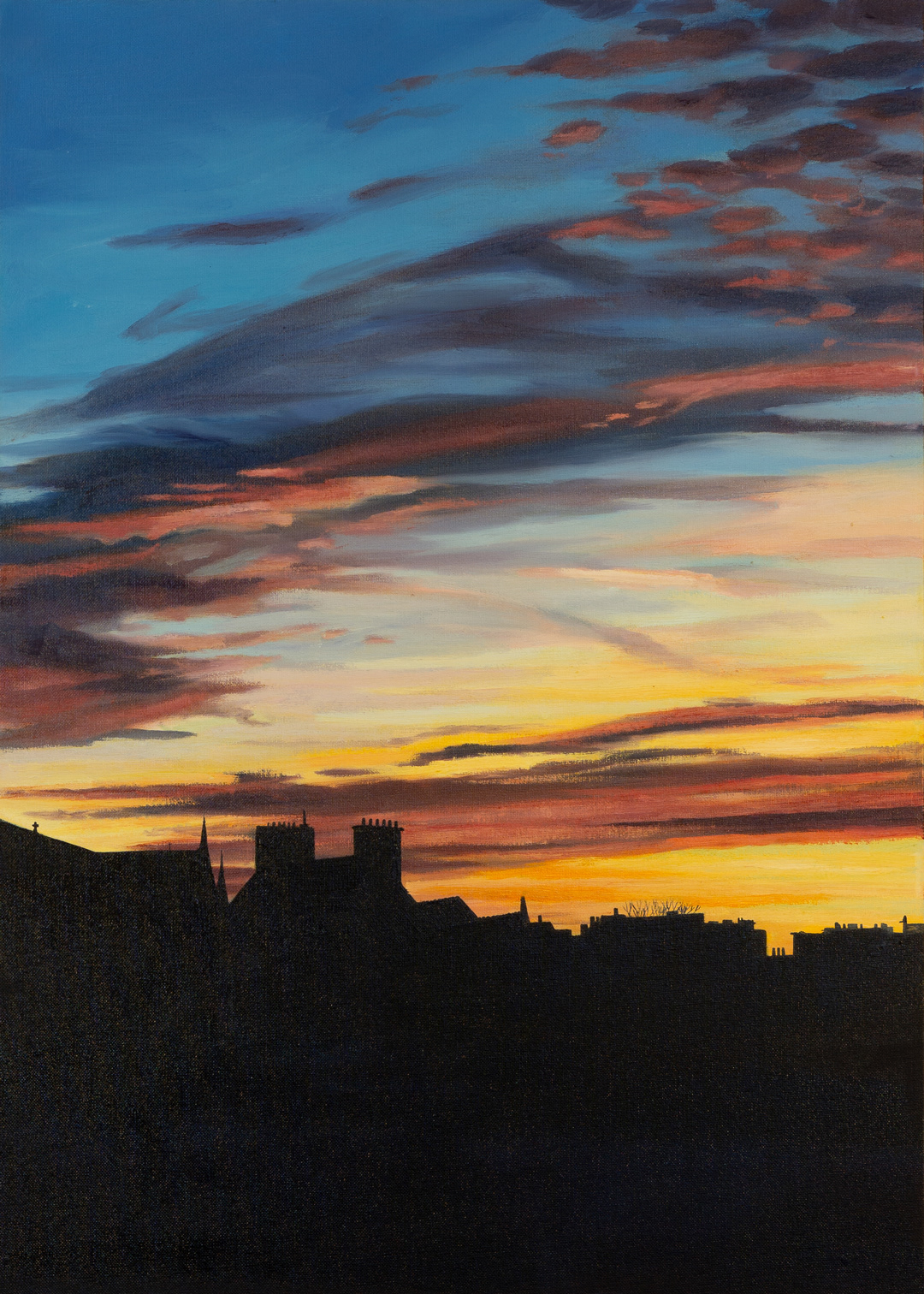 Sunrise in Zurenborg, 2025 - Oil on Board (70 x 50cm) - Price: €350.00