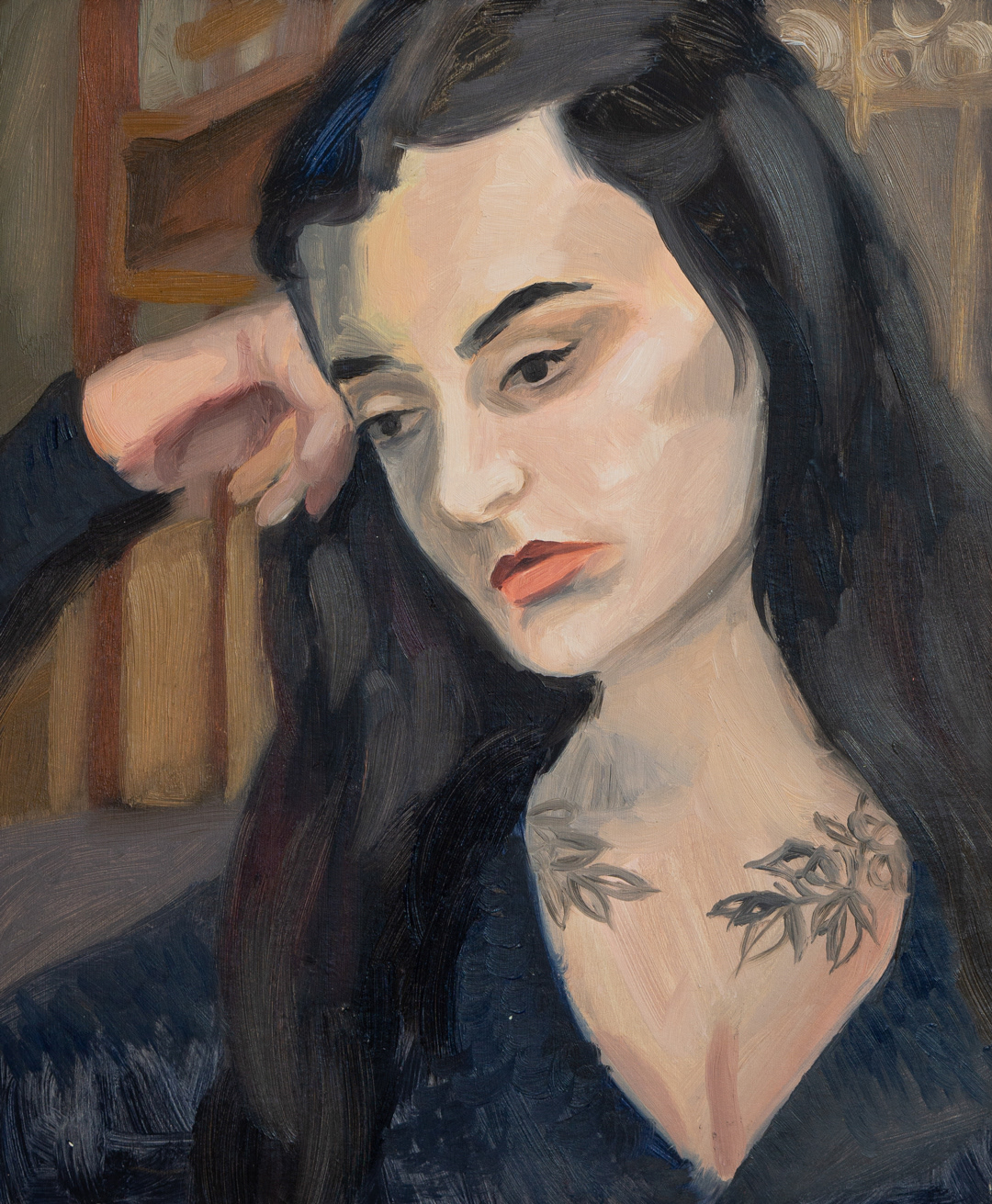 Portrait of Rebecca, 2023 - Oil on Cardboard (28.5 x 23.5cm) - Price: €26.79