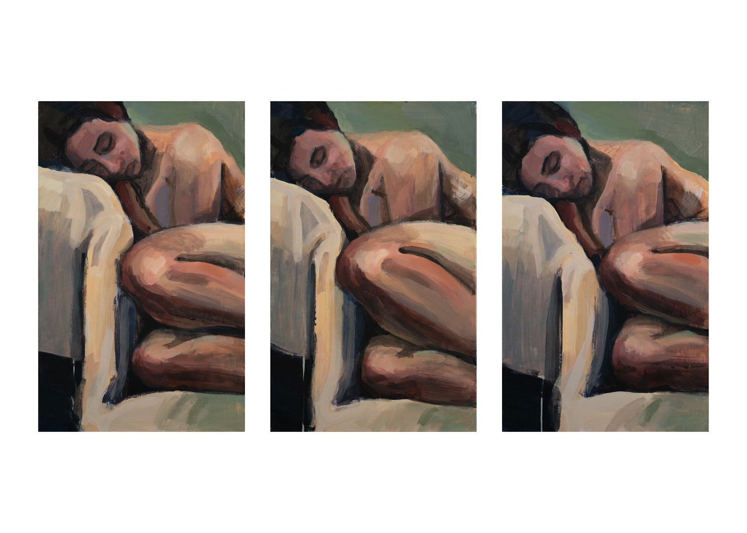 Triptych Model, 2025 - Acrylics on Cotton (64 x 40cm) - Price: €600.00
