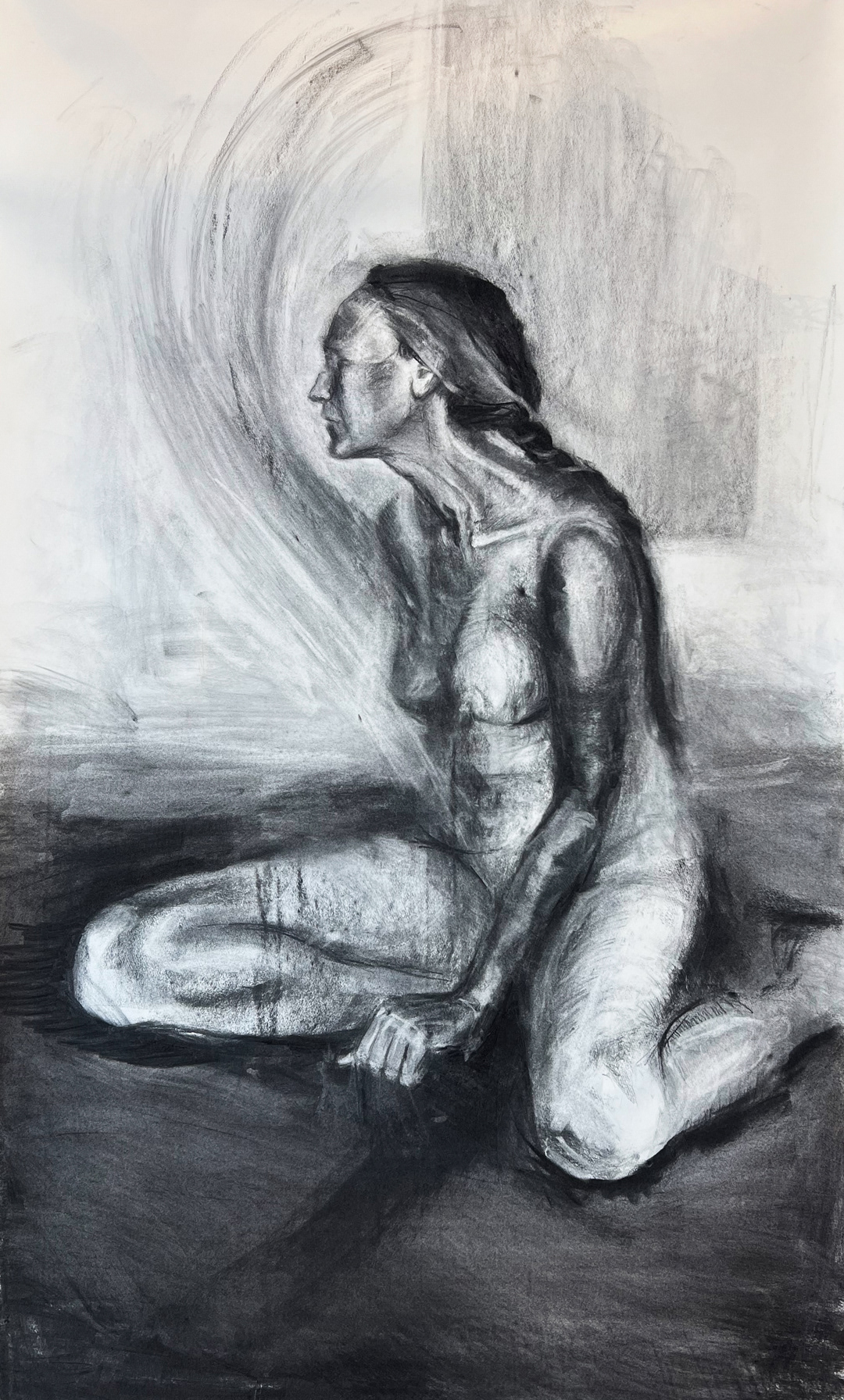 2024, Untitled model drawing, charcoal on paper - Giovana Tows