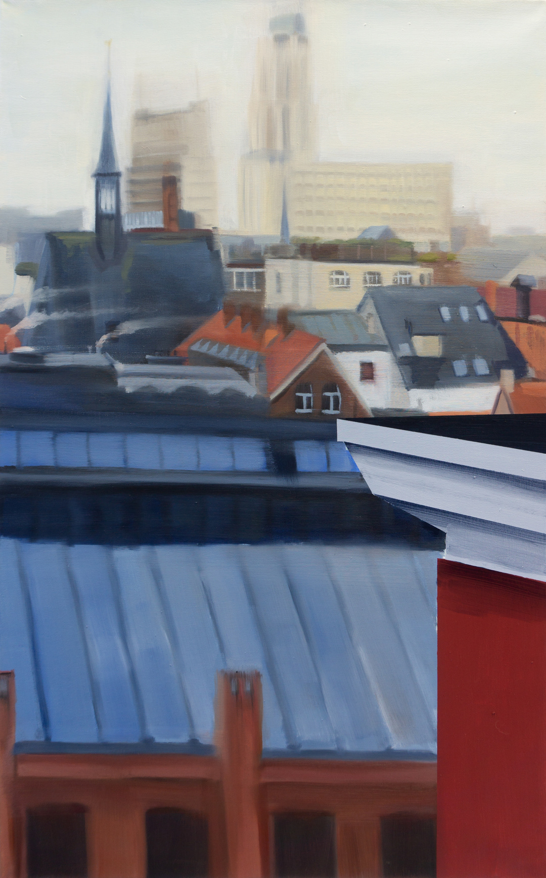 Buildings Composition I, 2024 - Oil on Cotton (80 x 50cm) - Price: €520.00