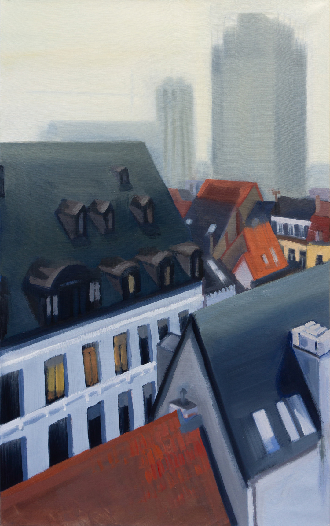 Buildings Composition II, 2024 - Oil on Cotton (80 x 50cm) - Price: €520.00