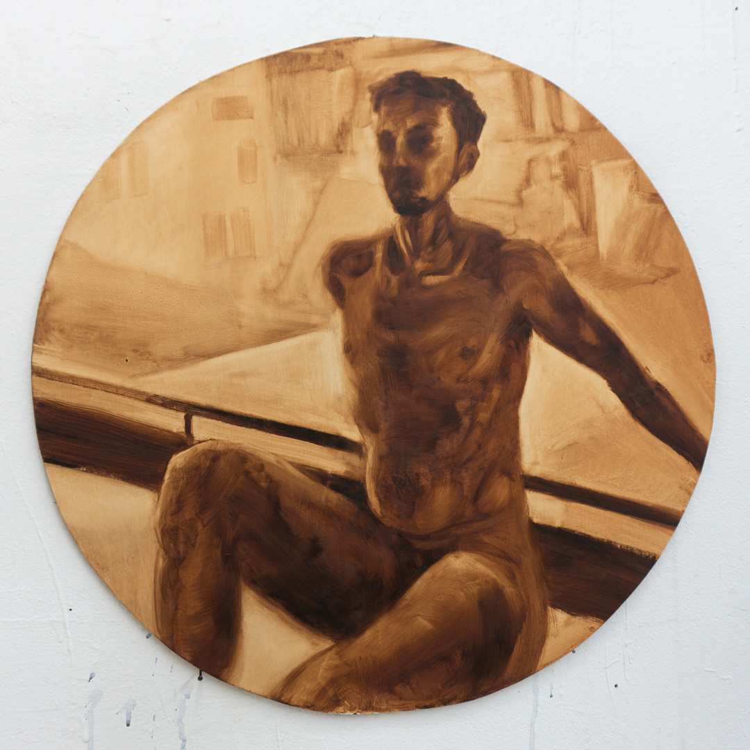 Portrait of Richie, 2024 - Oil on Wood panel (55.6 x 55.6cm) - Price: €220.00
