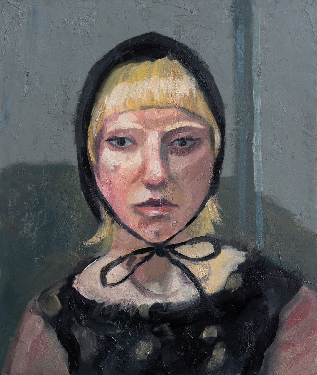 Girl With Black Hat, 2023 - Oil on Cardboard (33.8 x 28.4cm) - Price: €67.19