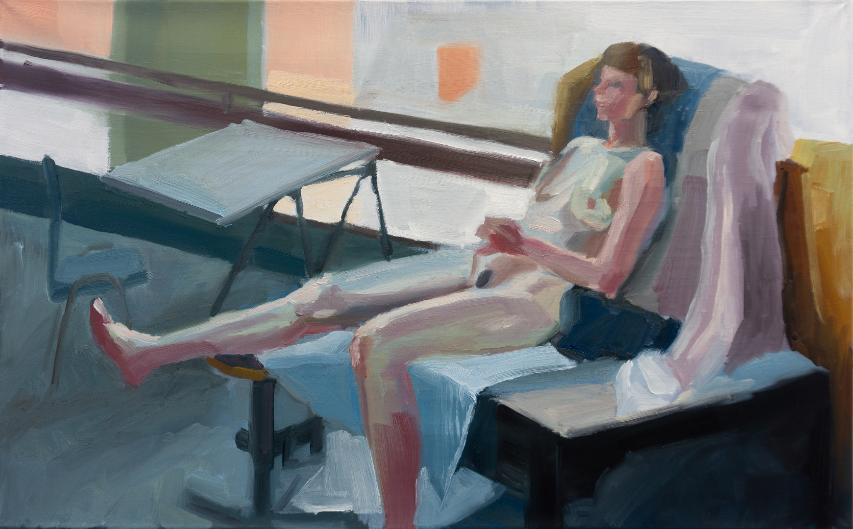 Woman Lying Down, 2024 - Oil on Cotton (40 x 64cm) - Price: €100.00