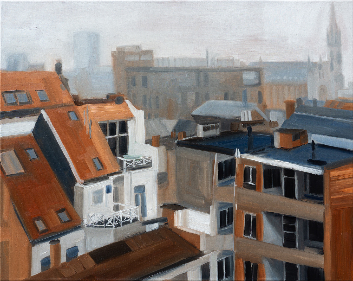 The Academy View in the Fog, 2024 - Oil on Cotton (40 x 50cm) - Price: €240.00