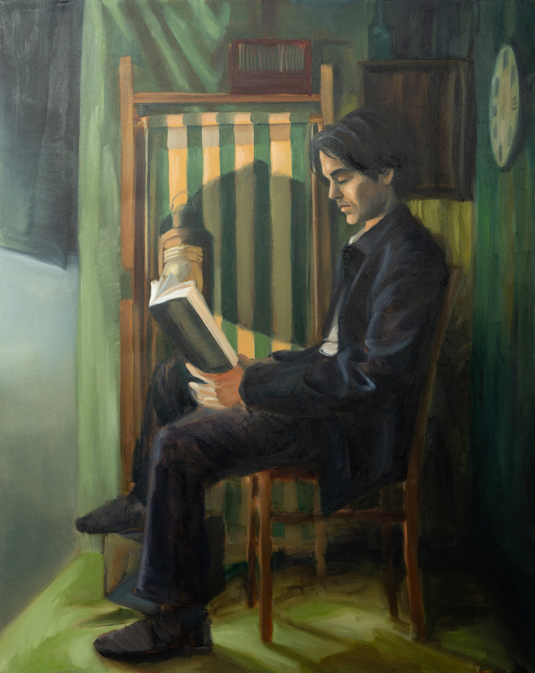 Reading Man (Jivan Kalicharan), 2024 - Oil on Cotton (100 x 80cm) - Price: €240.00