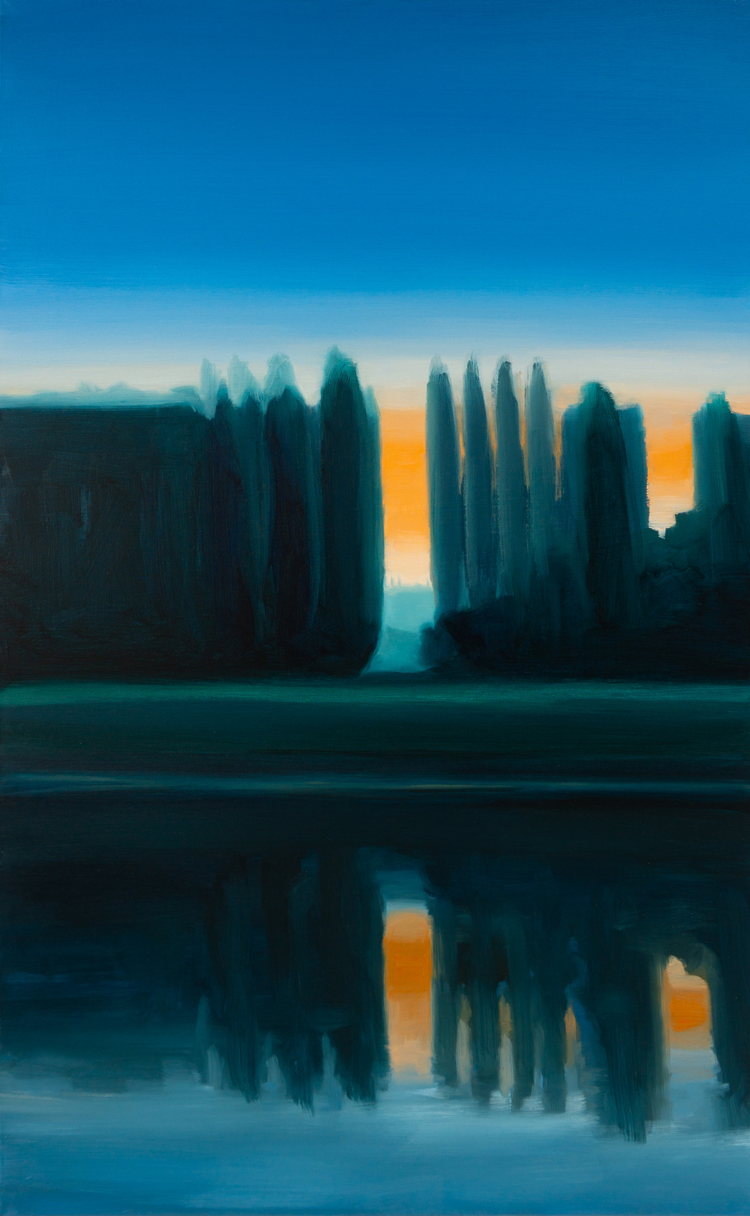 Sunset by the Scheldt, 2024 - Oil on Cotton (80 x 50cm) - Price: €350.00