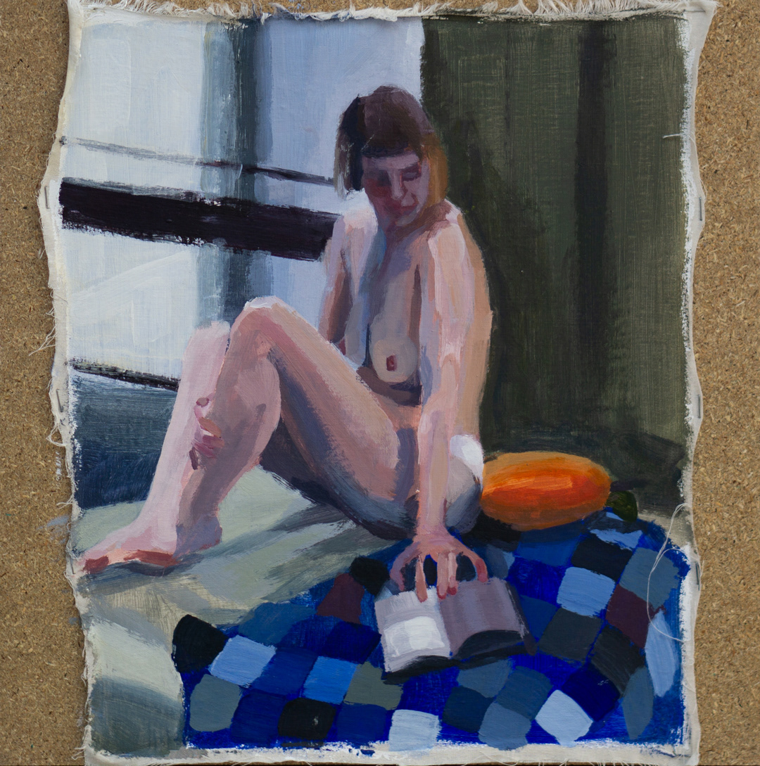 Model Reading, 2024 - Acrylics on Cotton (37 x 37cm) - Price: €80.00