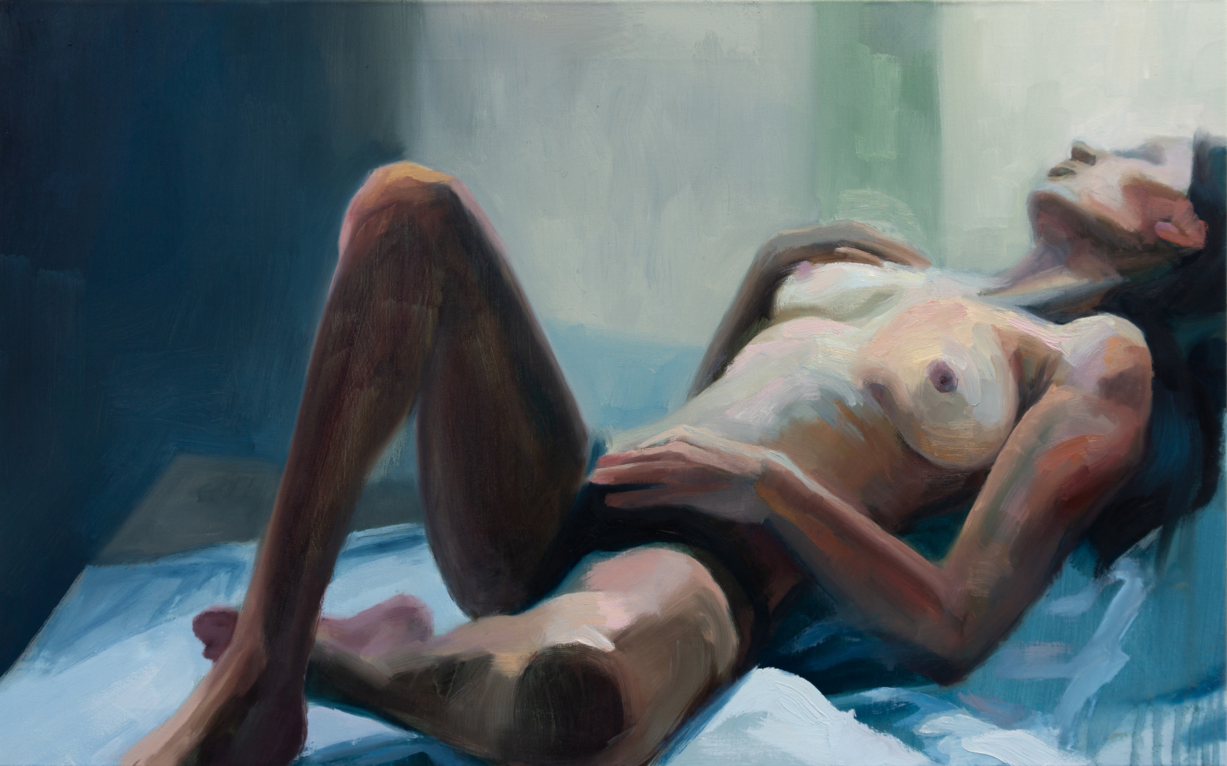 Woman Lying Down, 2024 - Oil on Cotton (50 x 80cm) - Price: €480.00
