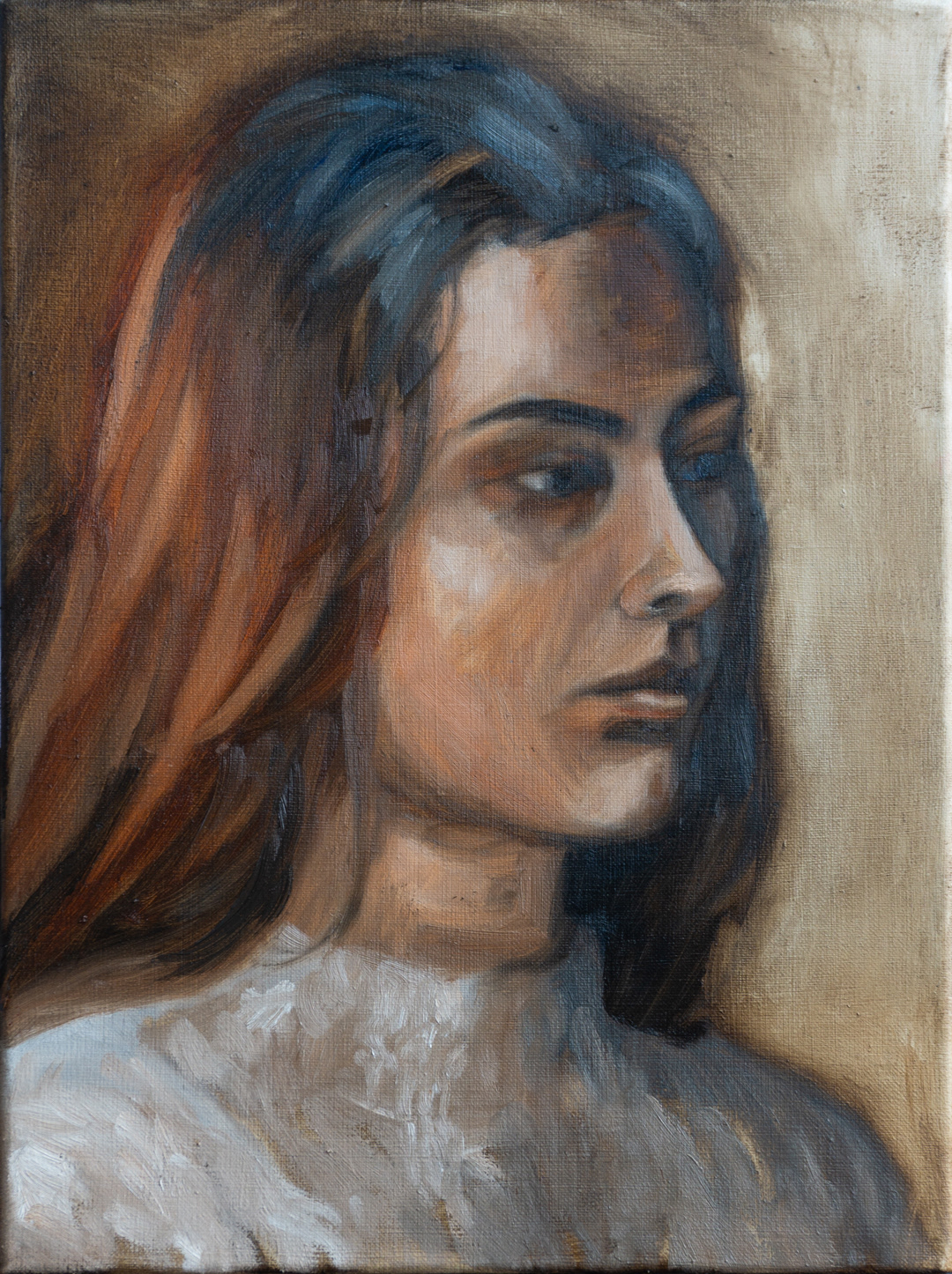Portrait of a Woman, 2023 - Oil on Linen (40 x 30cm) - Price: €85.00