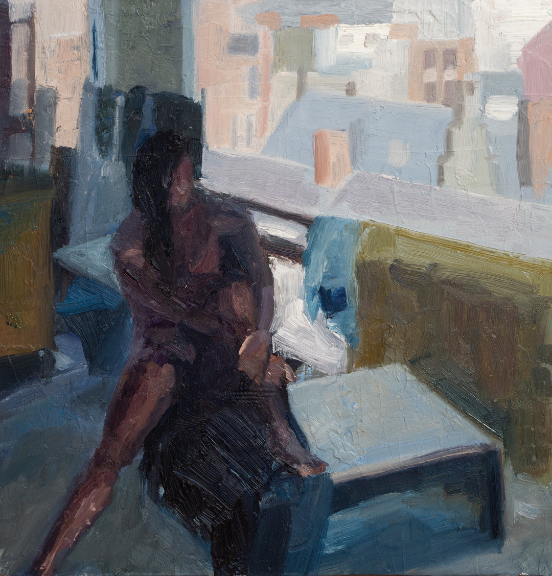 Sebastian in the Studio, 2024 - Oil on Cardboard (29 x 28cm) - Price: €32.48
