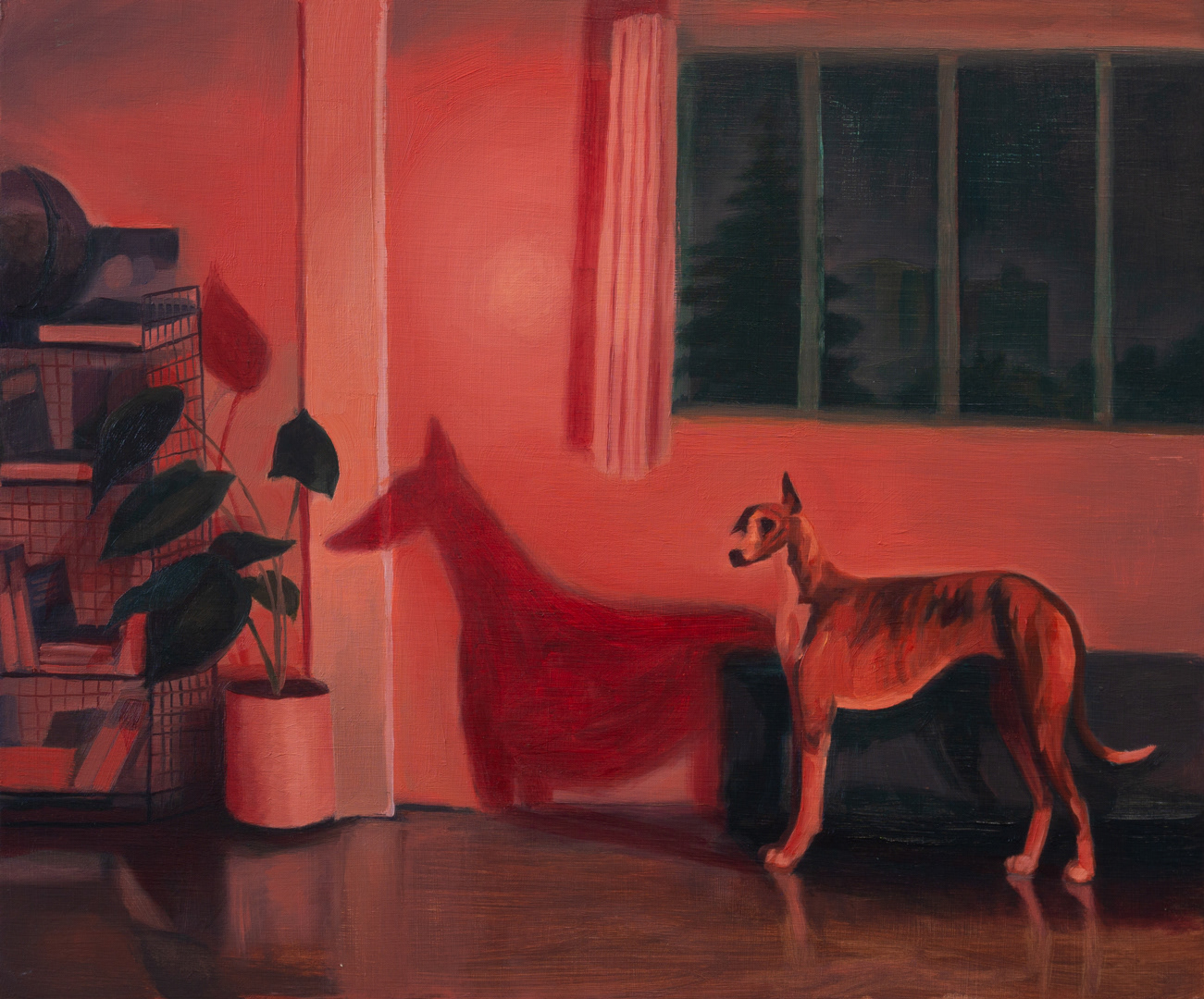 [SOLD] Red Light, 2023 - Oil on Wood panel (50 x 60cm)