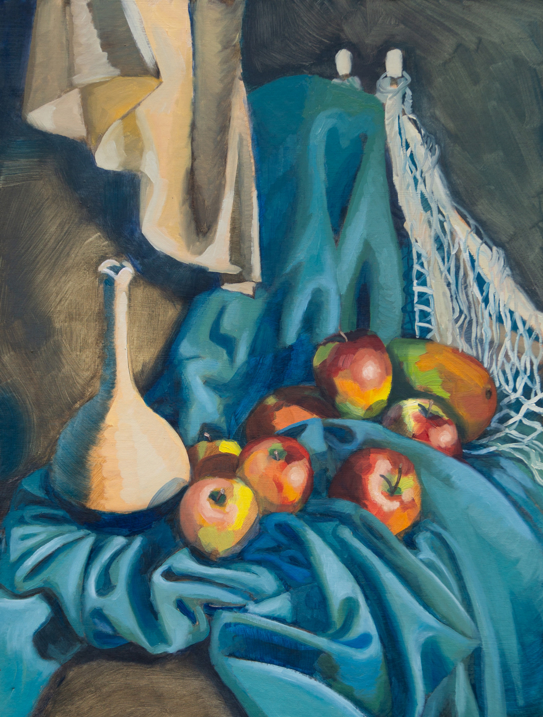 Still Life Based on Cezane II, 2023 - Oil on Cardboard (65.4 x 49.5cm) - Price: €260.00