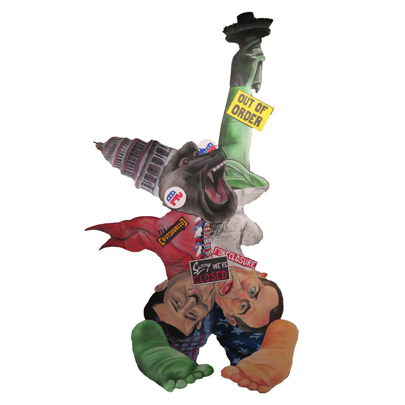 Shut Down (2013) - chalk pastel, marker, collage