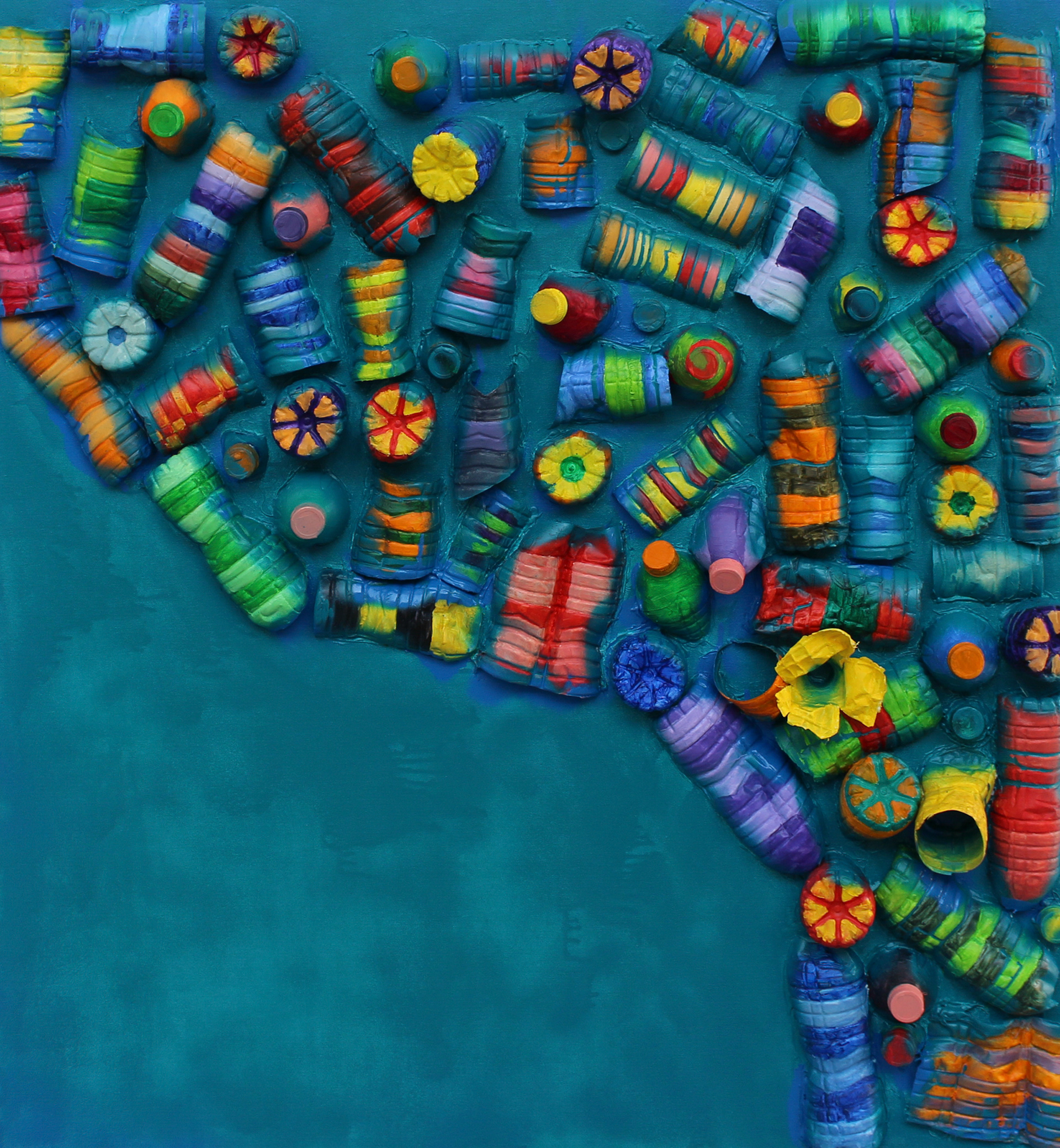 Recycled - Water bottles and acrylic paint on canvas