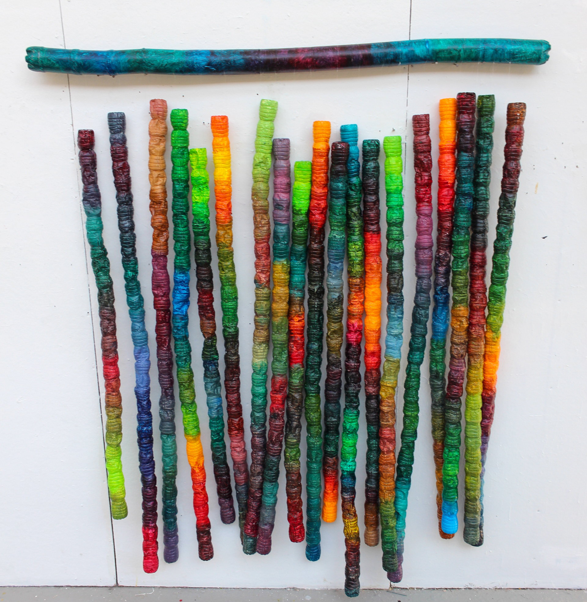 Curtain (2014) - Water bottles, acrylic paint, fishing line