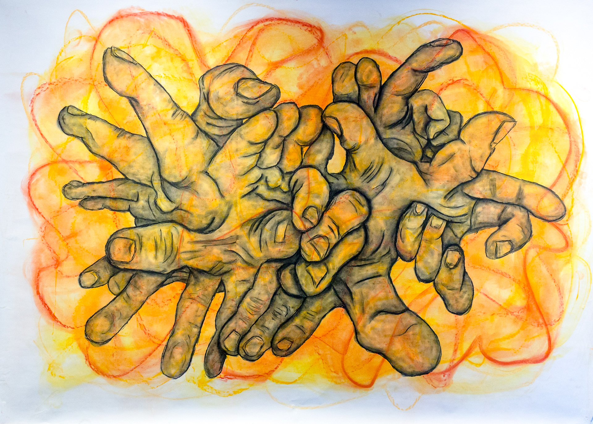 "Entangled" - 2016, pastel on paper